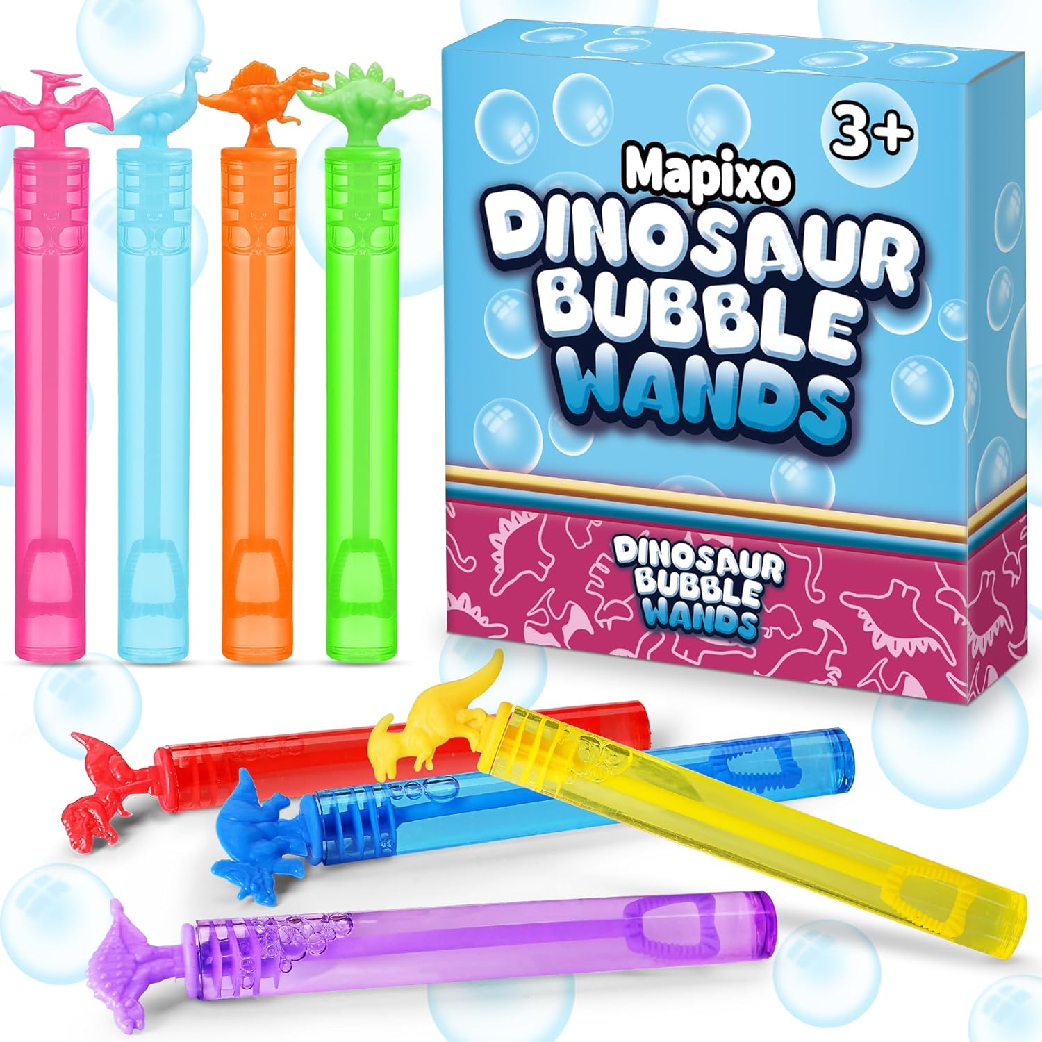 32 Pack Bubbles with Dinosaur Wands and Gift Box