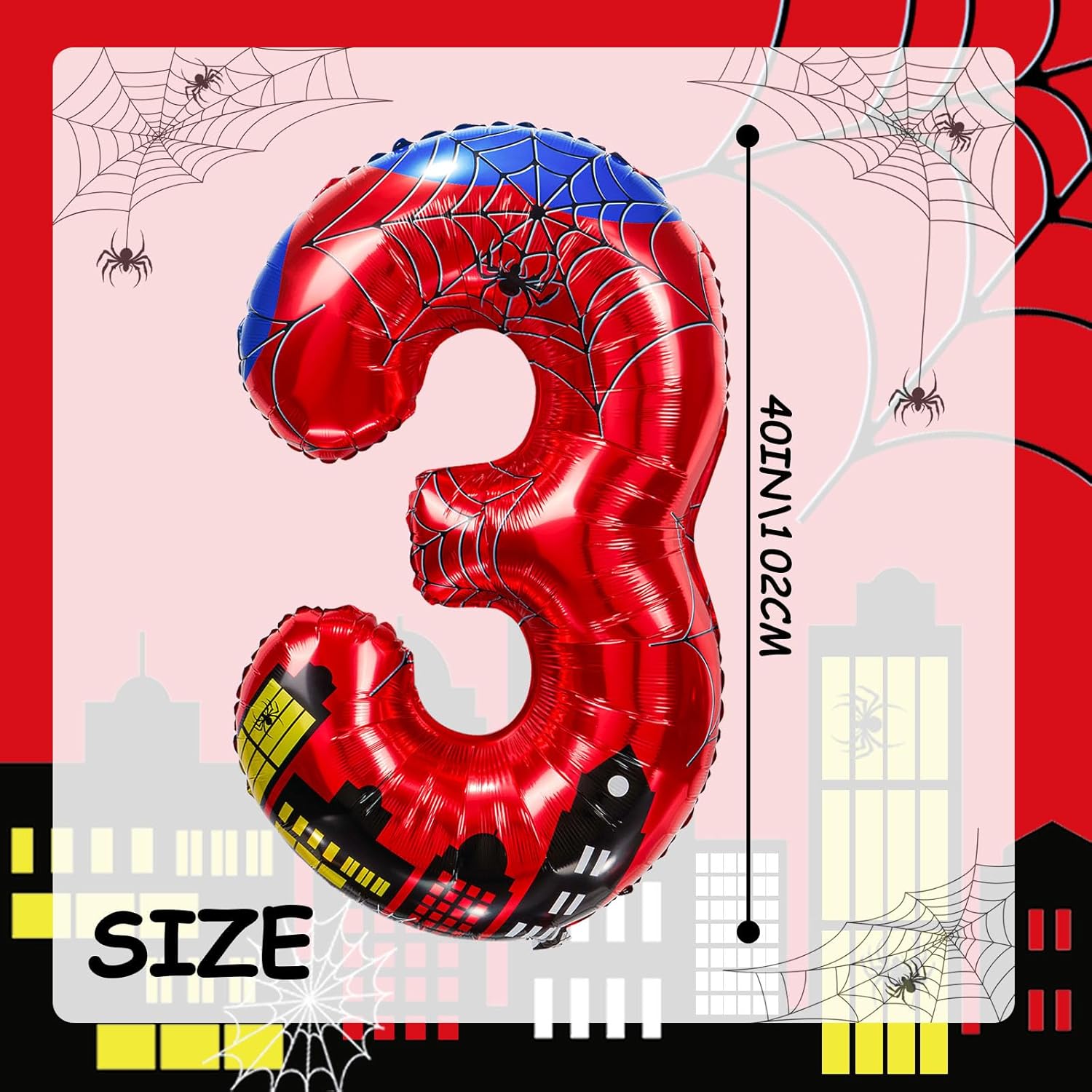 40 Inch Spider Theme Number Foil Balloons