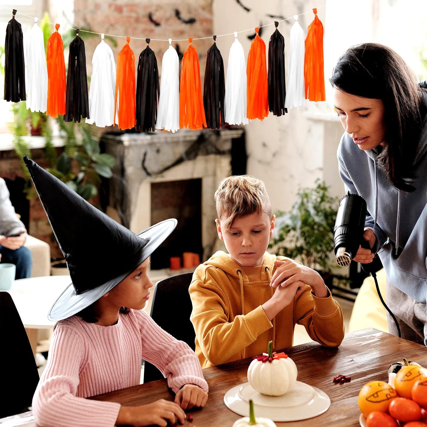 Panduola Black White Orange Halloween Garland Decorations
