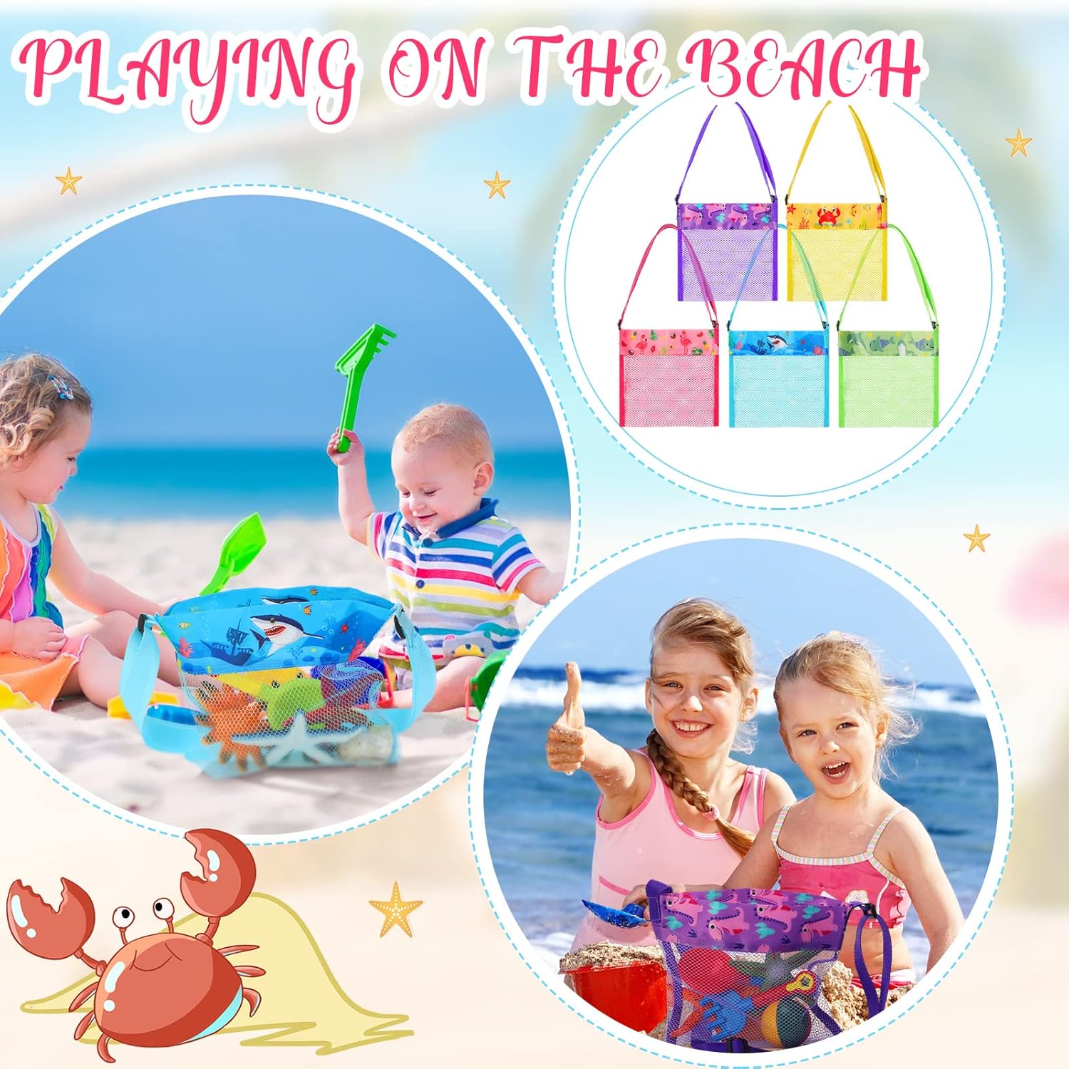 Frienda 15 Pack Mesh Beach Tote Bags for Kids