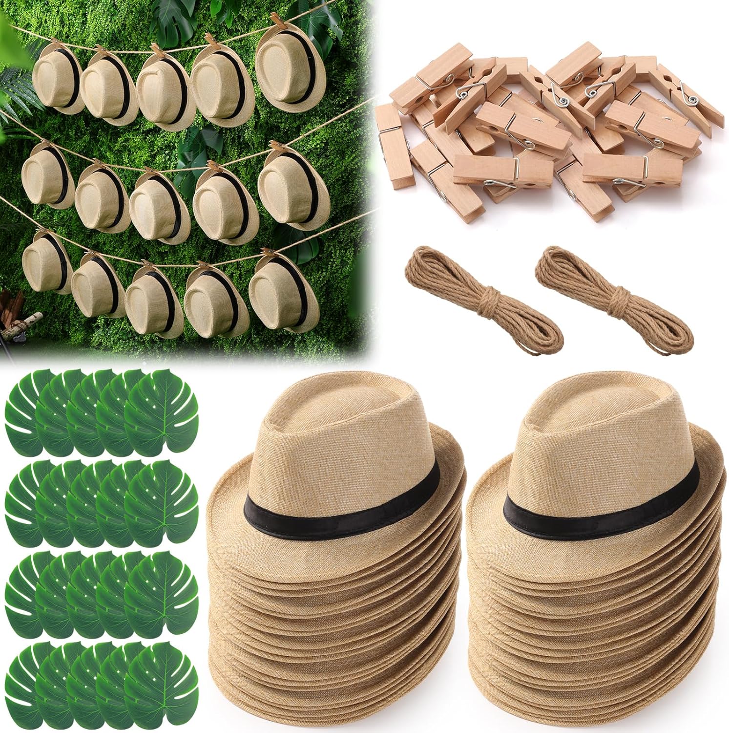 20 Pack Cuban Style Panama Hats for Party Decor