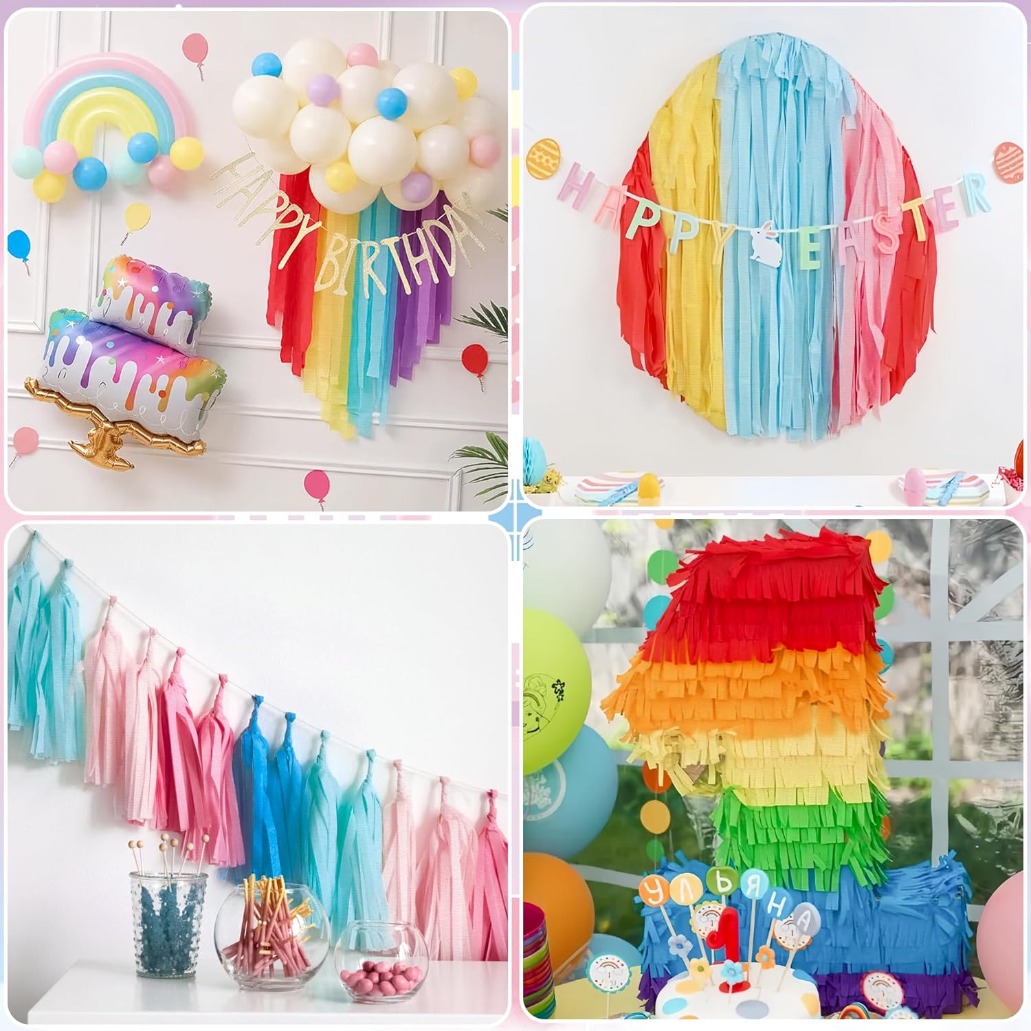Oun Nana Crepe Paper Streamers 12 Rolls Pastel Rainbow