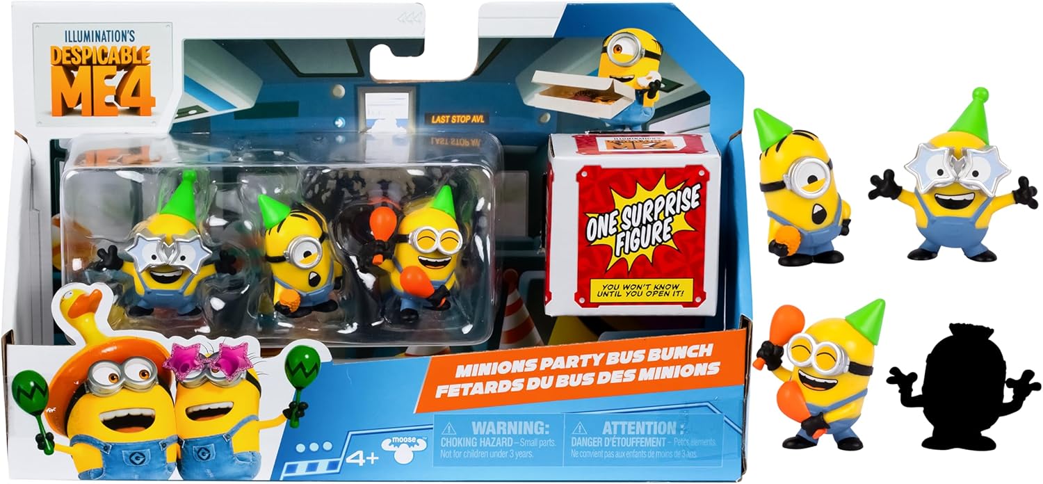 Minions Despicable Me 4 Figure Pack Party Bus Bunch 2 Inch Collectible