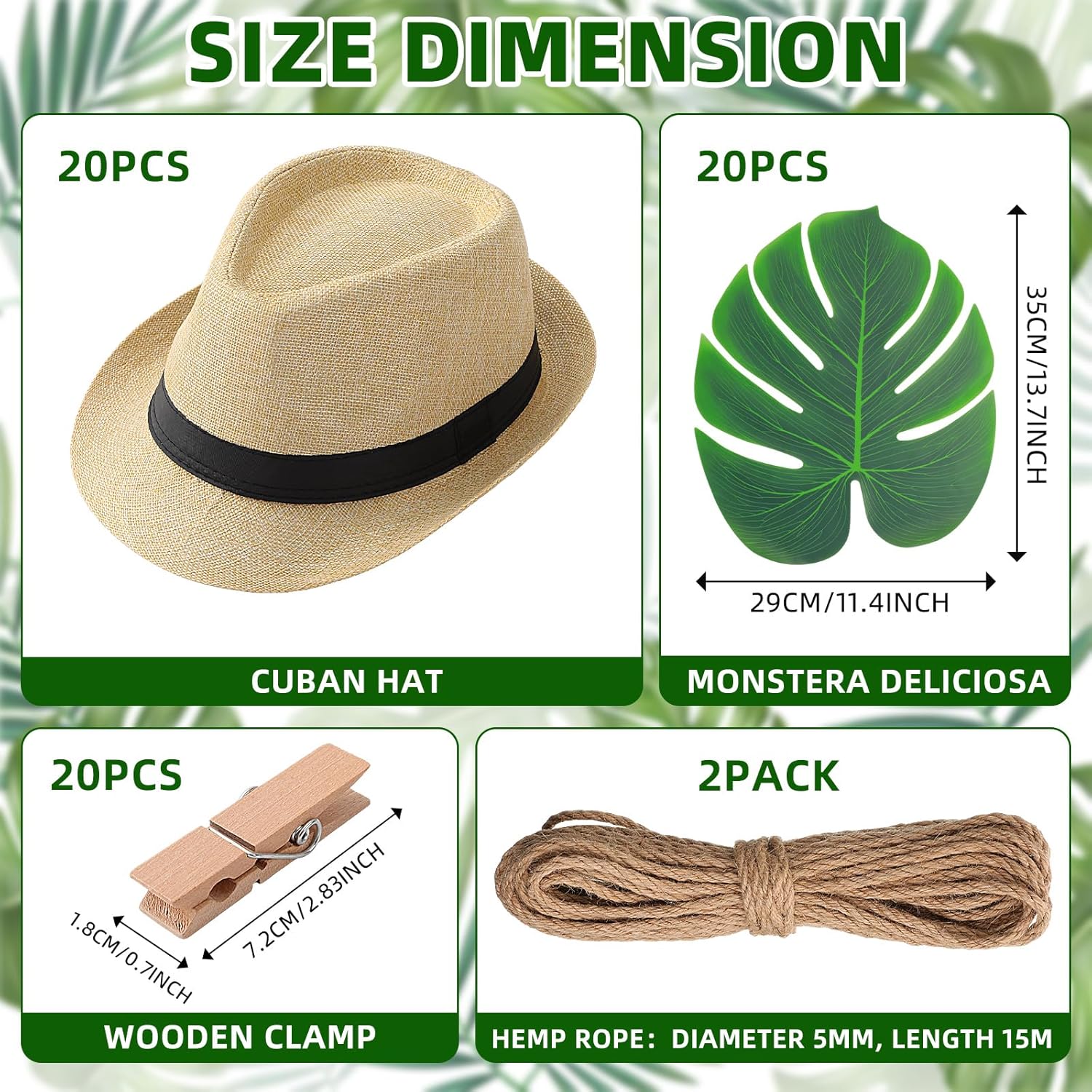 20 Pack Cuban Style Panama Hats for Party Decor