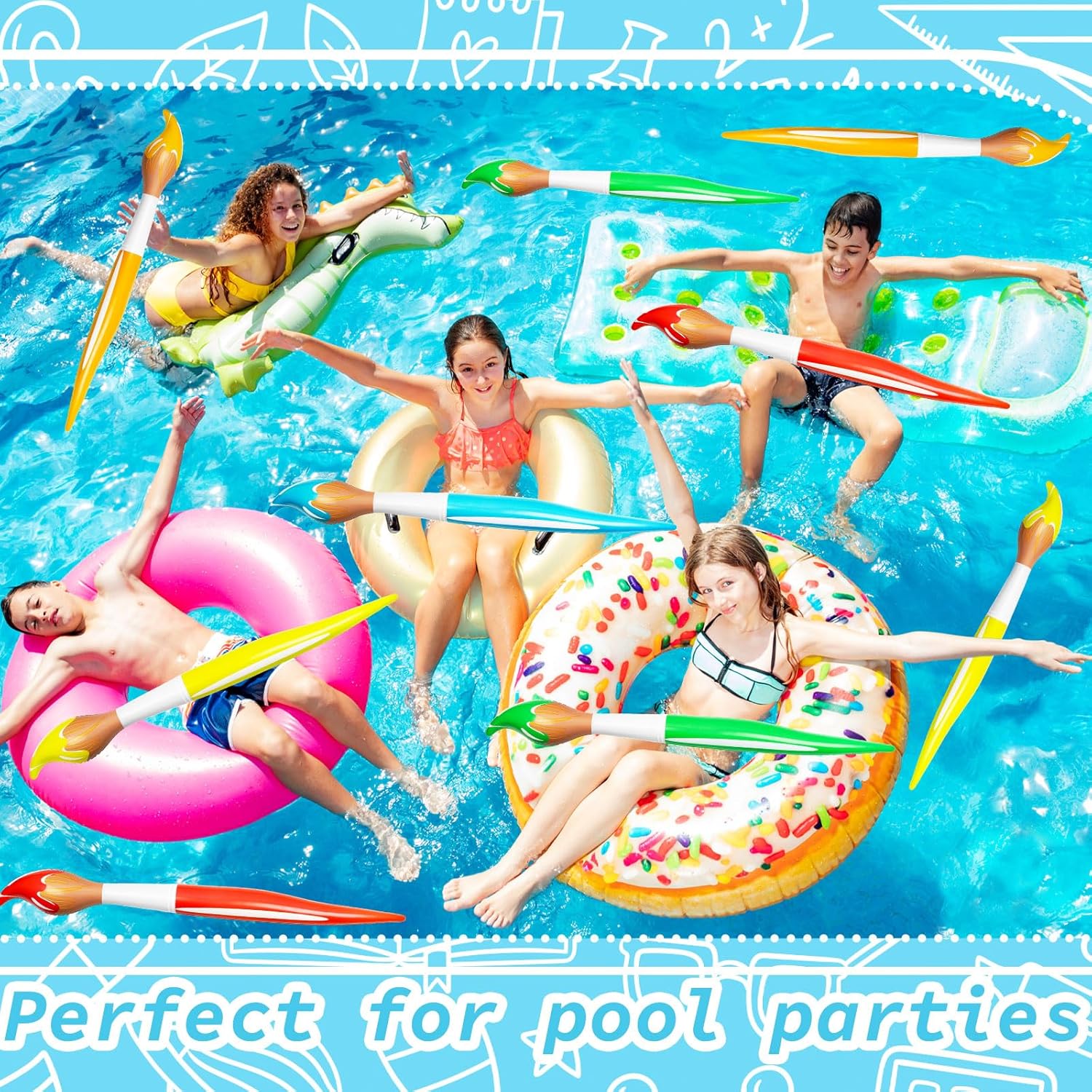 3 Pcs Inflatable Paint Brushes for Birthday Party Decorations