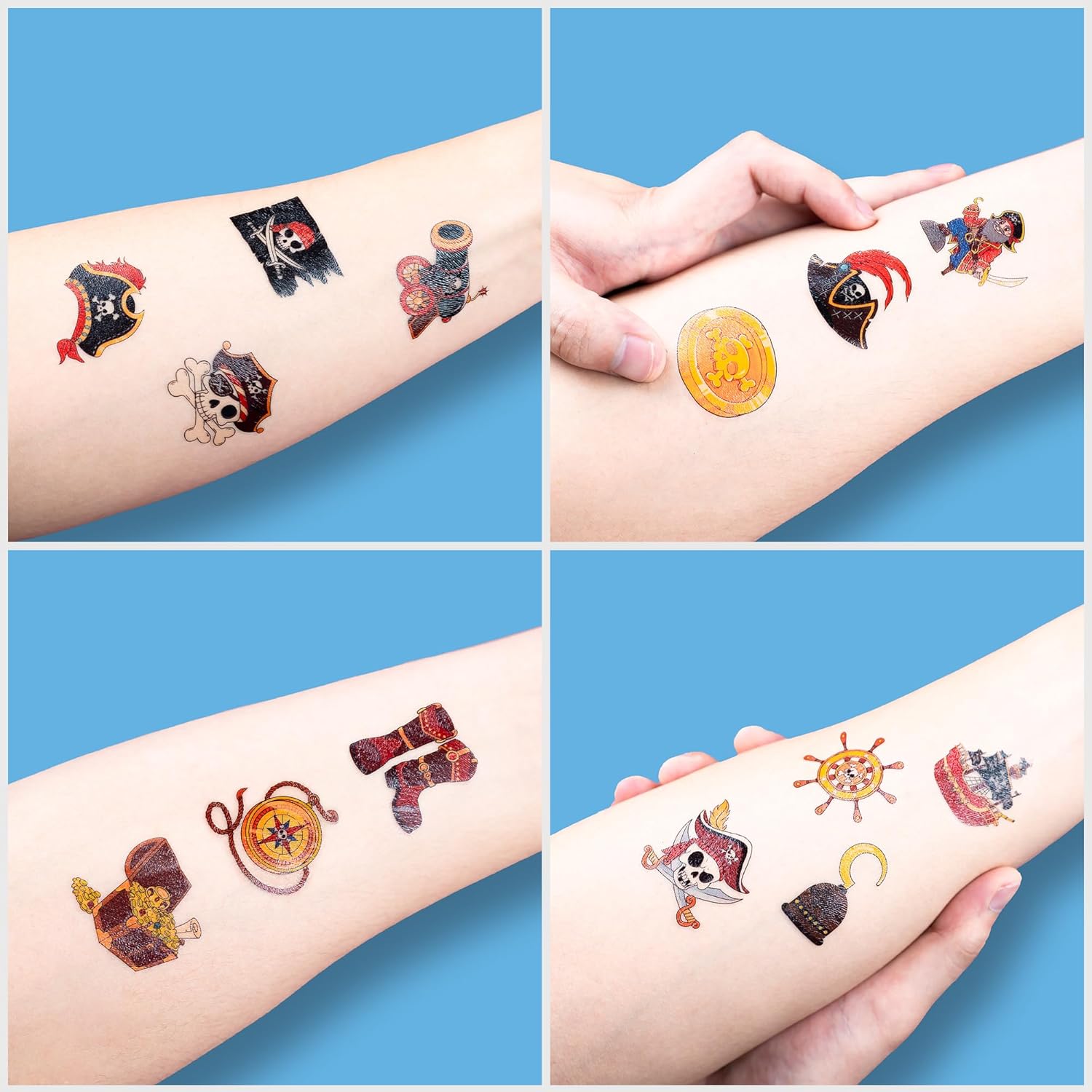96PCS Pirate Ship Nautical Temporary Tattoos for Kids