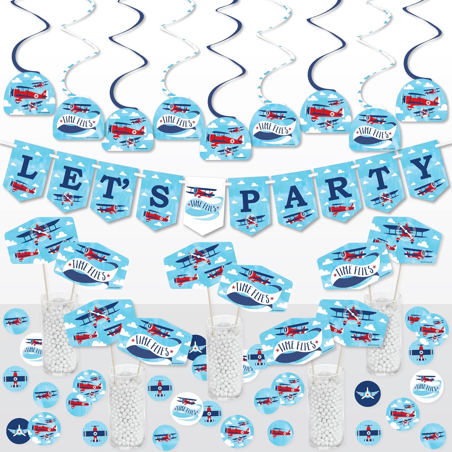 Big Dot of Happiness Airplane Party Decor 51 Pieces Set