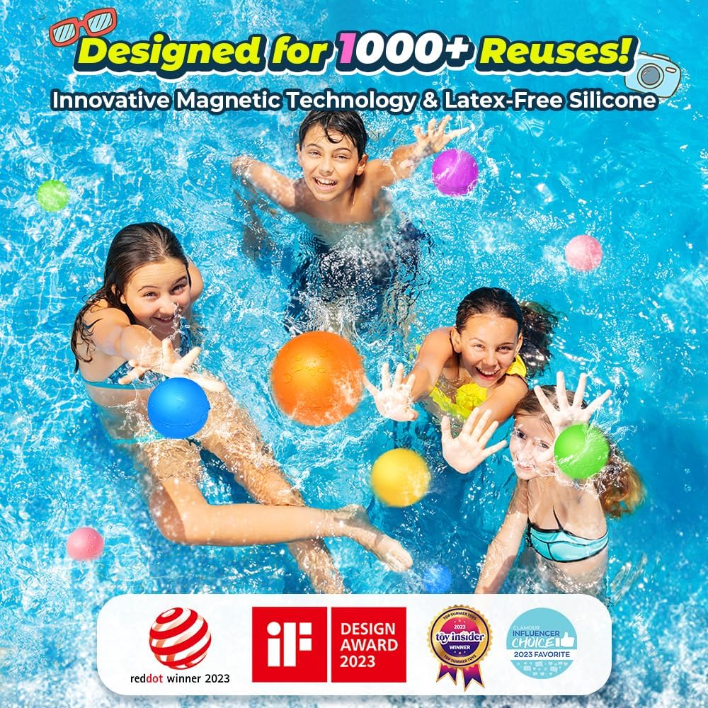 12Pcs Reusable Water Balloons for Kids Summer Pool Beach Toys