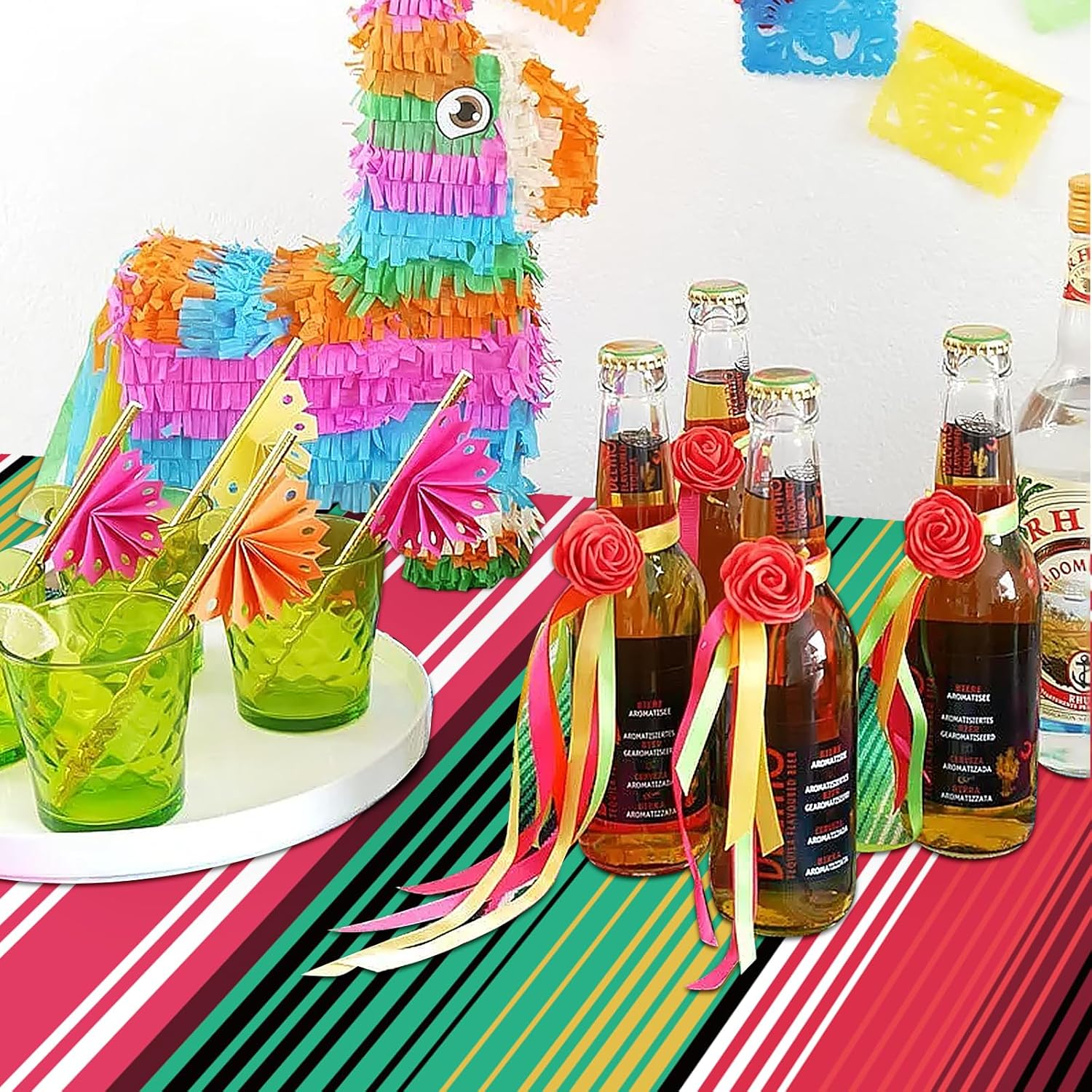 Hxezoc 3 Pack Mexican Striped Tablecloths 54x108 Inch