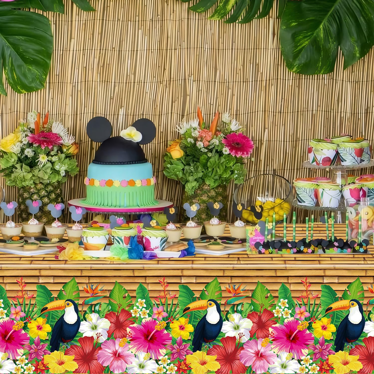 Dvaorc 4 Pack Tropical Luau Tablecloths
