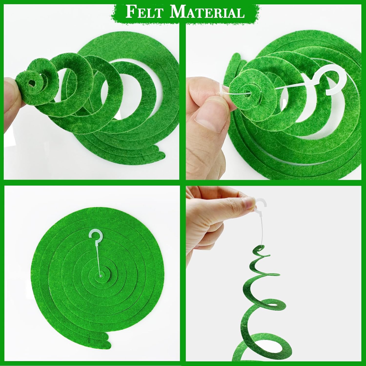 36Pcs Ombre Green Felt Swirl Streamer Ceiling Garland