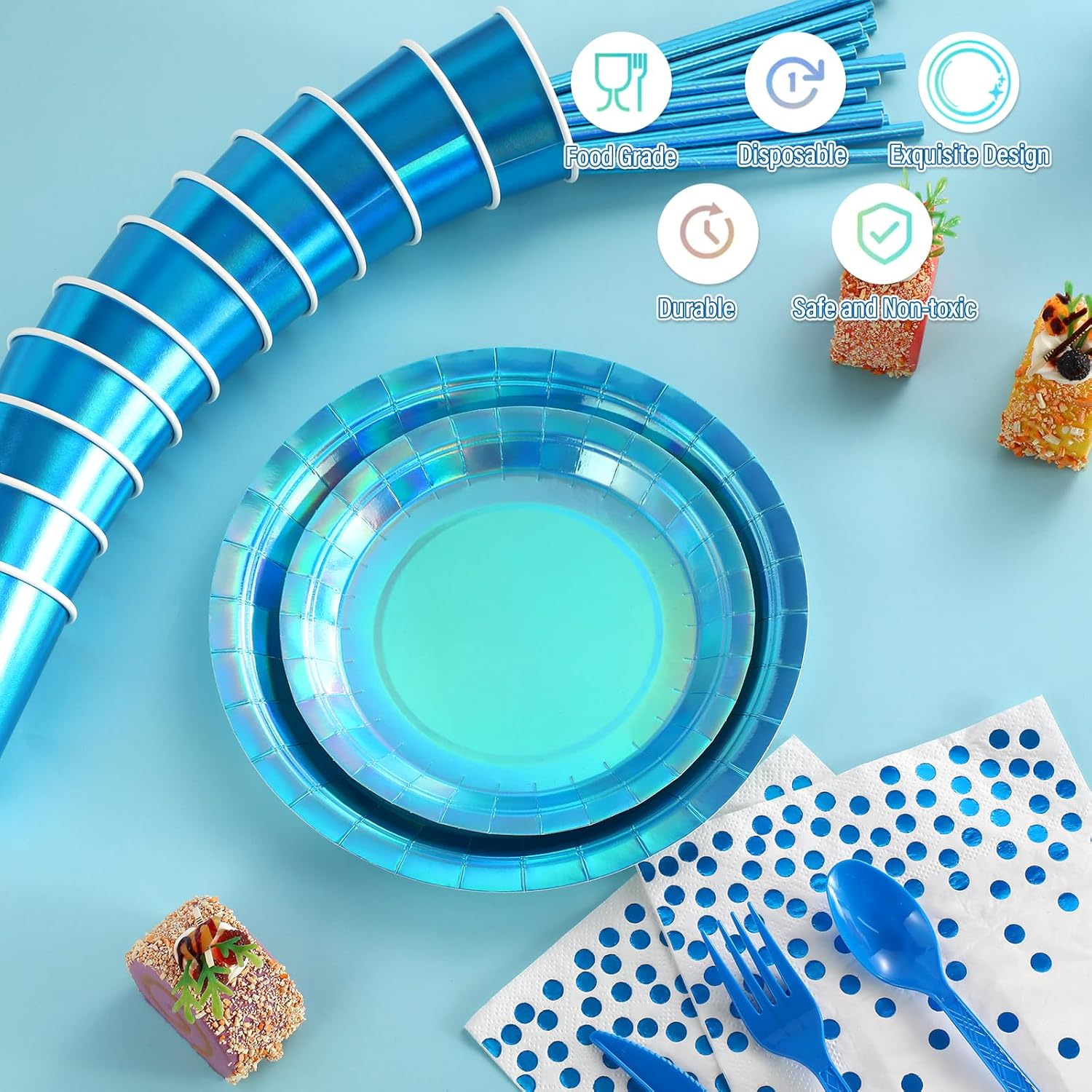 Iridescent Blue Party Pack for 25 Guests