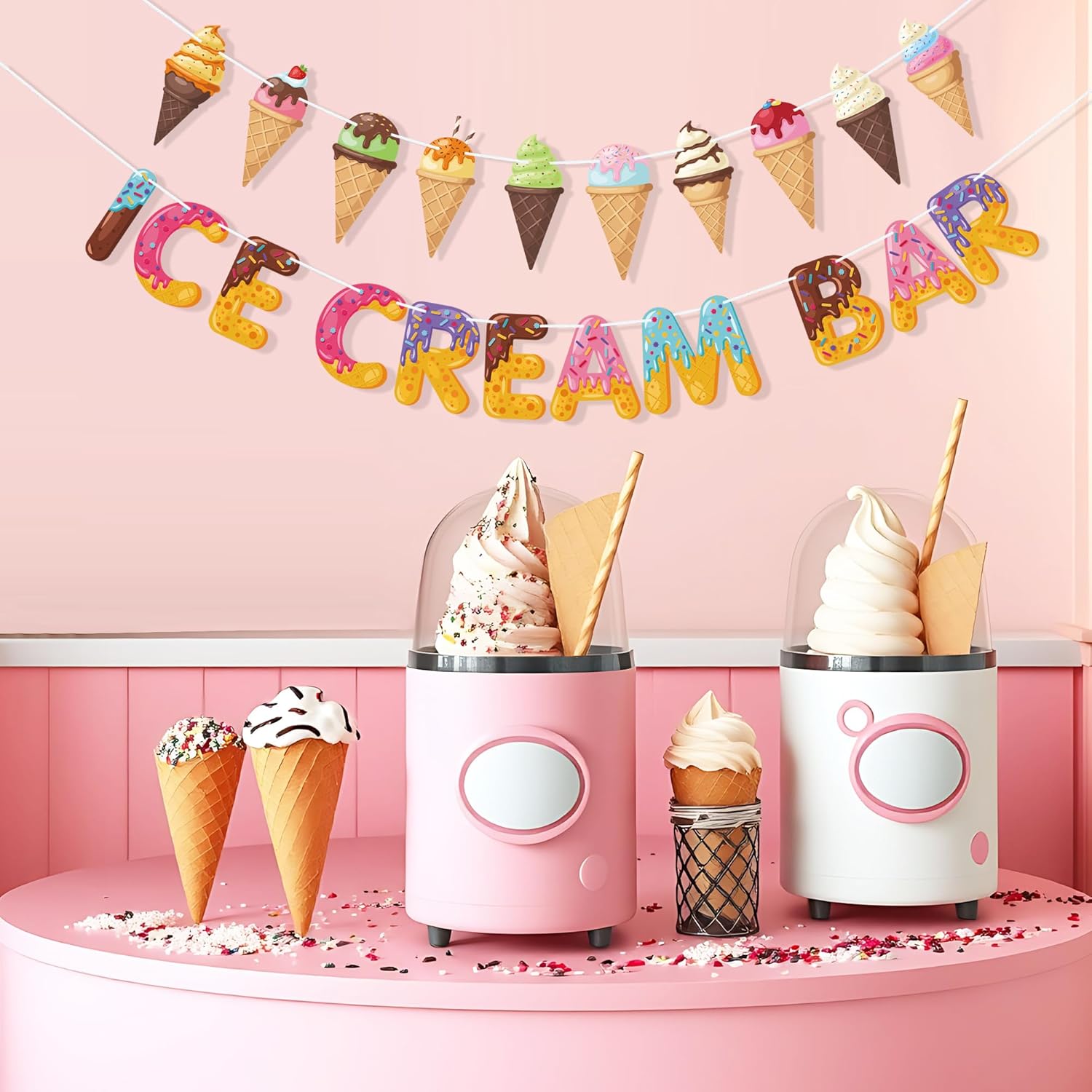 Ice Cream Bar Banner Garland Party Decor