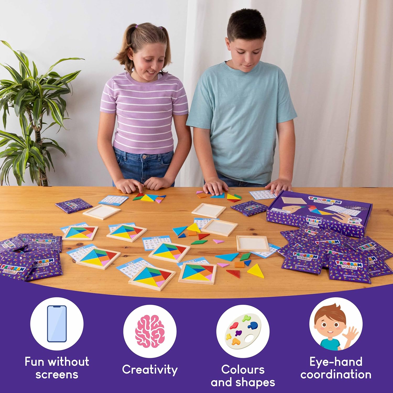 Tangram Puzzle Wooden Set 30 Kids Party Favors