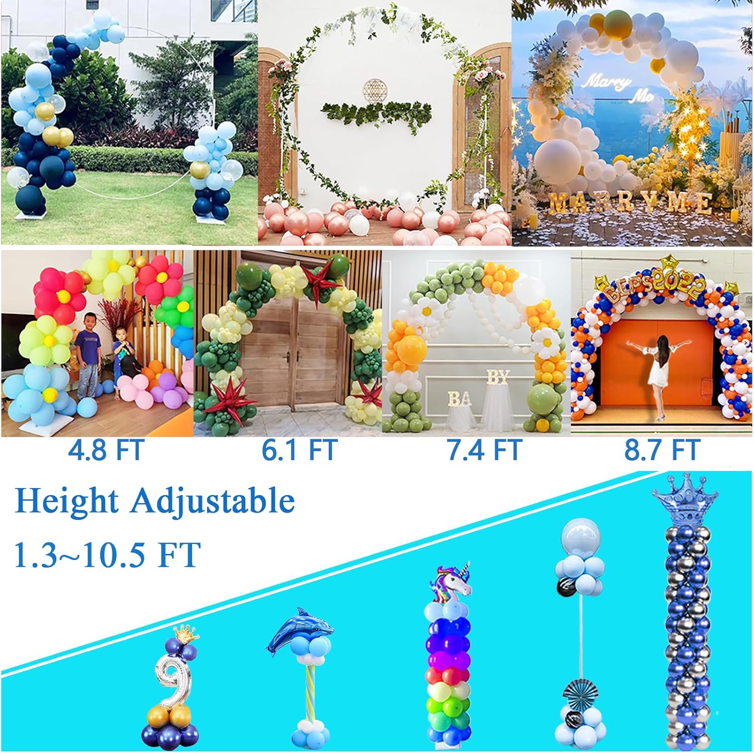 3IN1 Balloon Arch Stand Kit 75ft Round Backdrop Frame