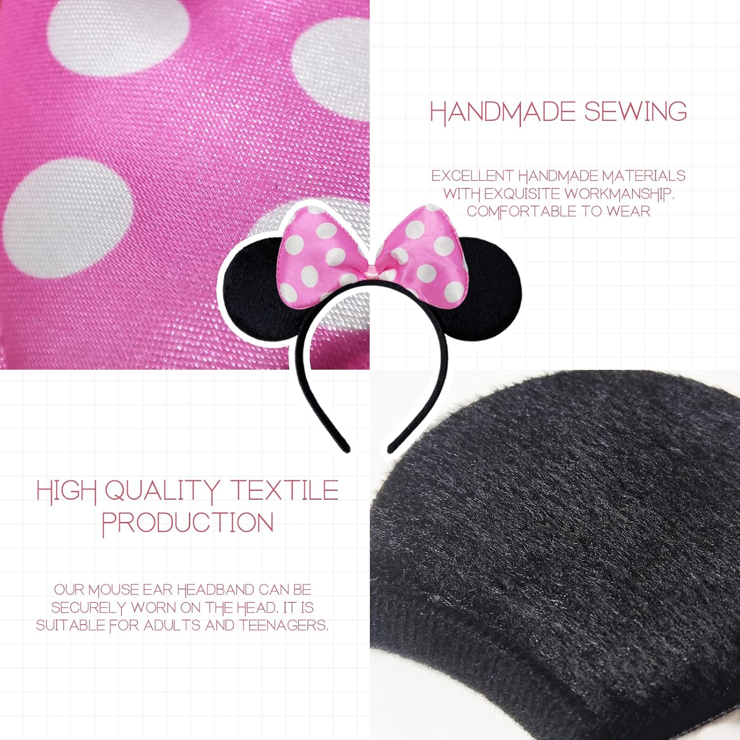 Septo 10 Pack Mouse Ears Headbands Party Decor
