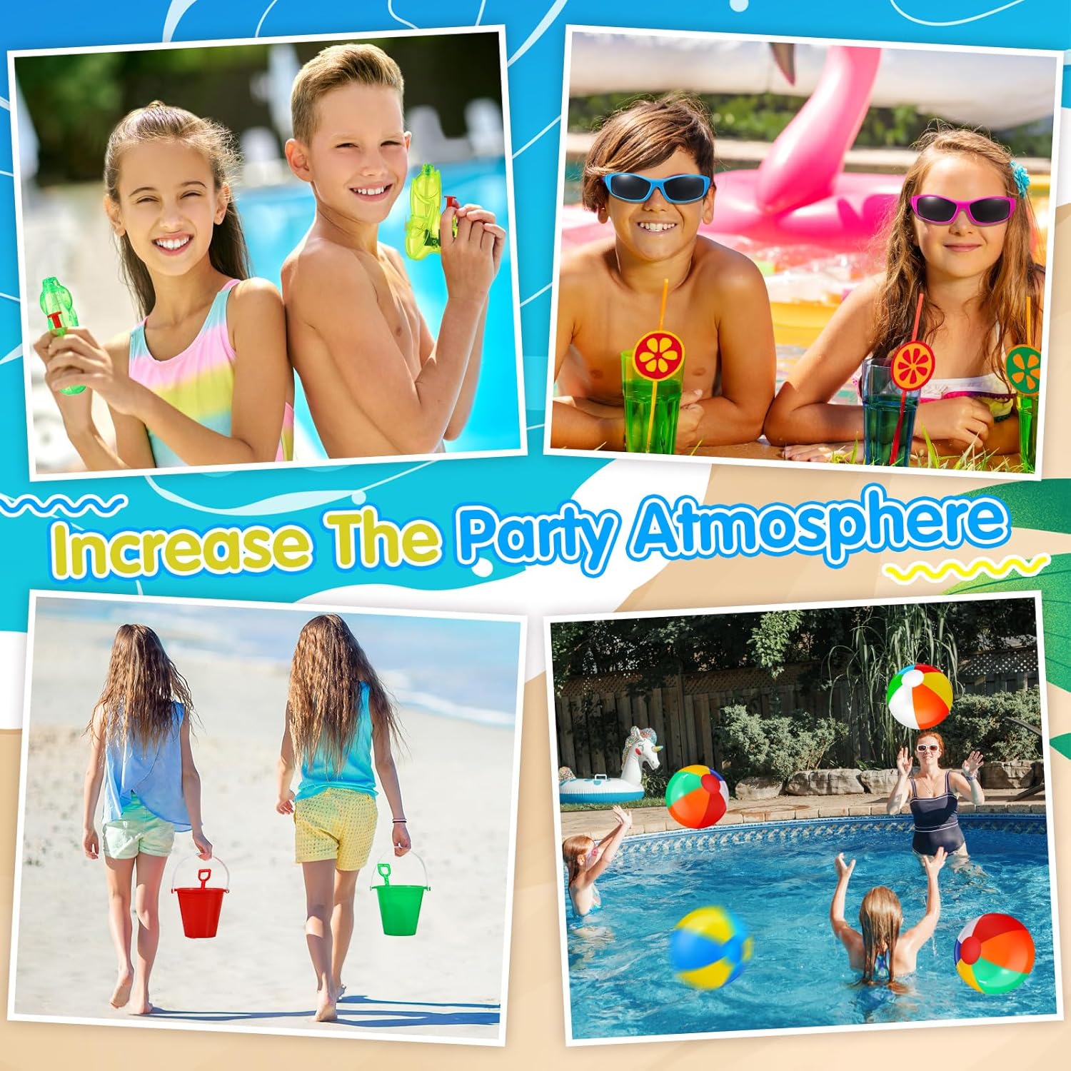 60 Pcs Summer Pool Party Favors for Kids