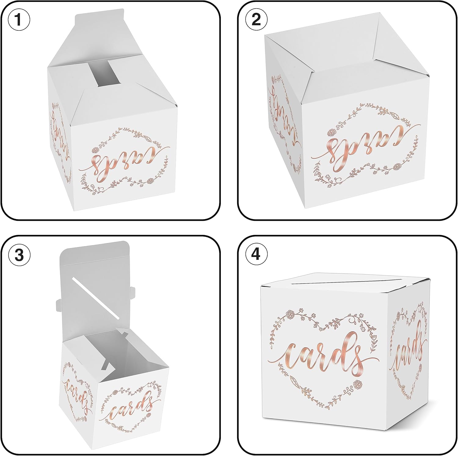 Classic Heart Elegant Card Box - 1 Set Rose Gold
