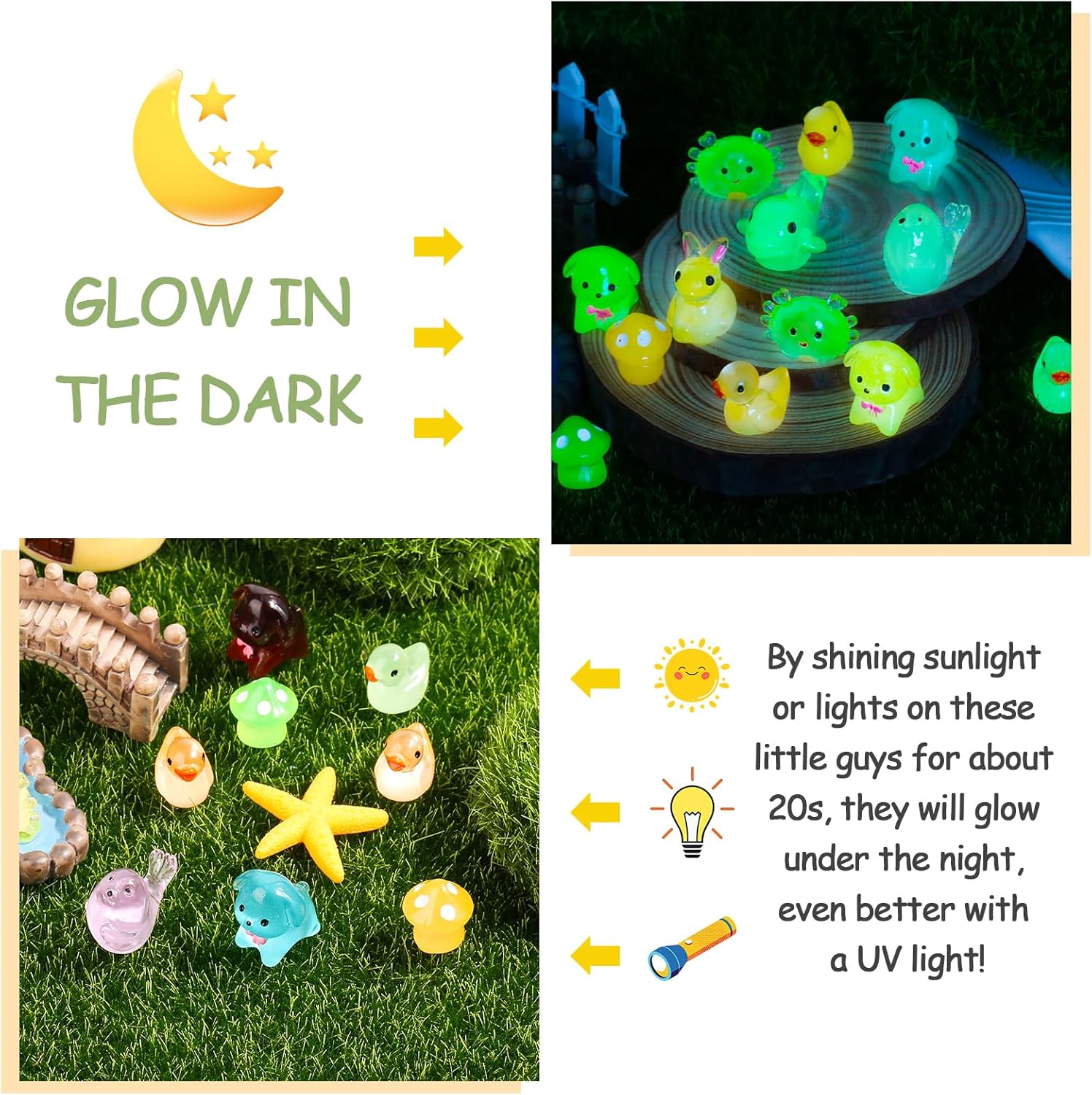 126 Pcs Glow-in-the-Dark Resin Ducks and Animals