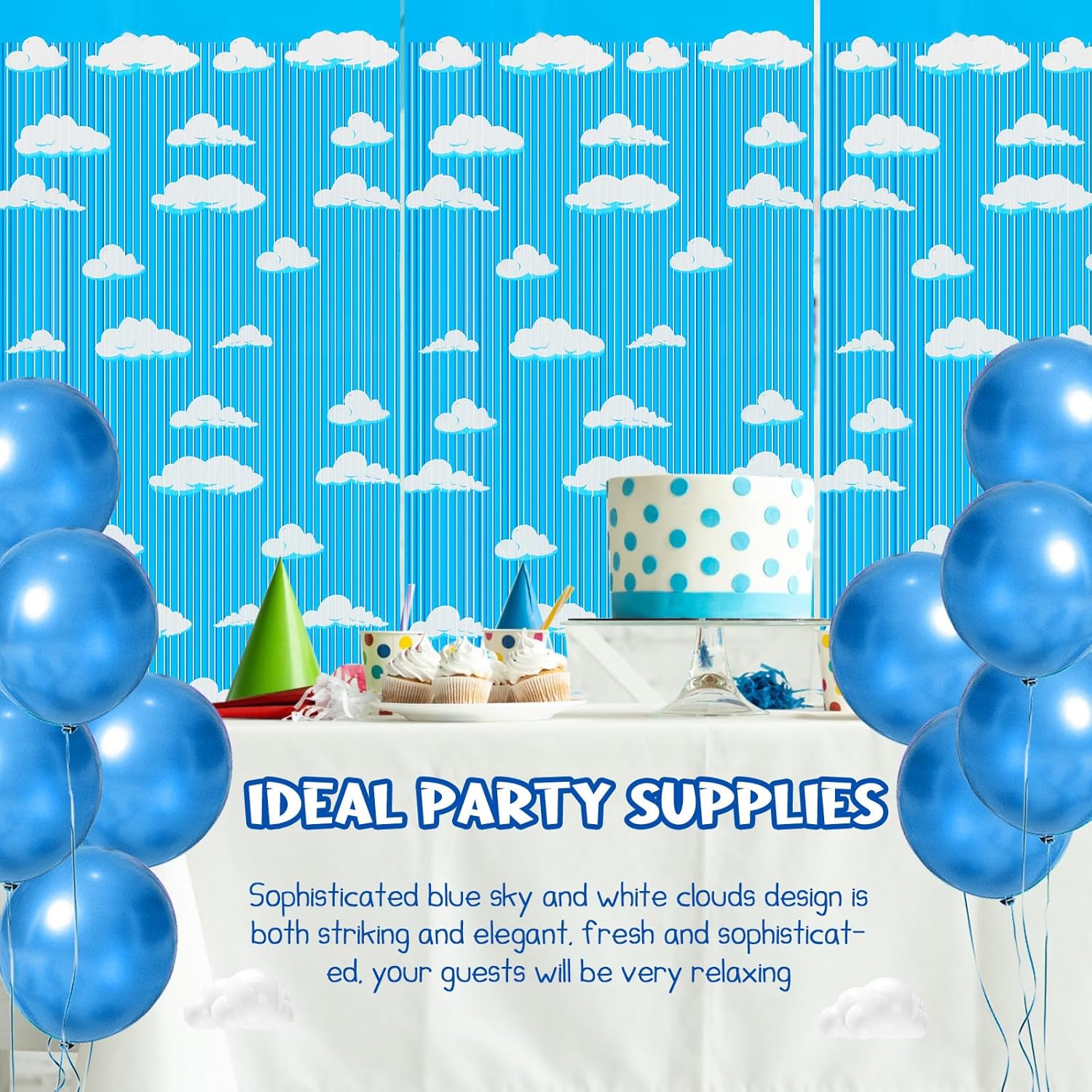 XunYee Clouds Theme Tinsel Curtains 5 Pack