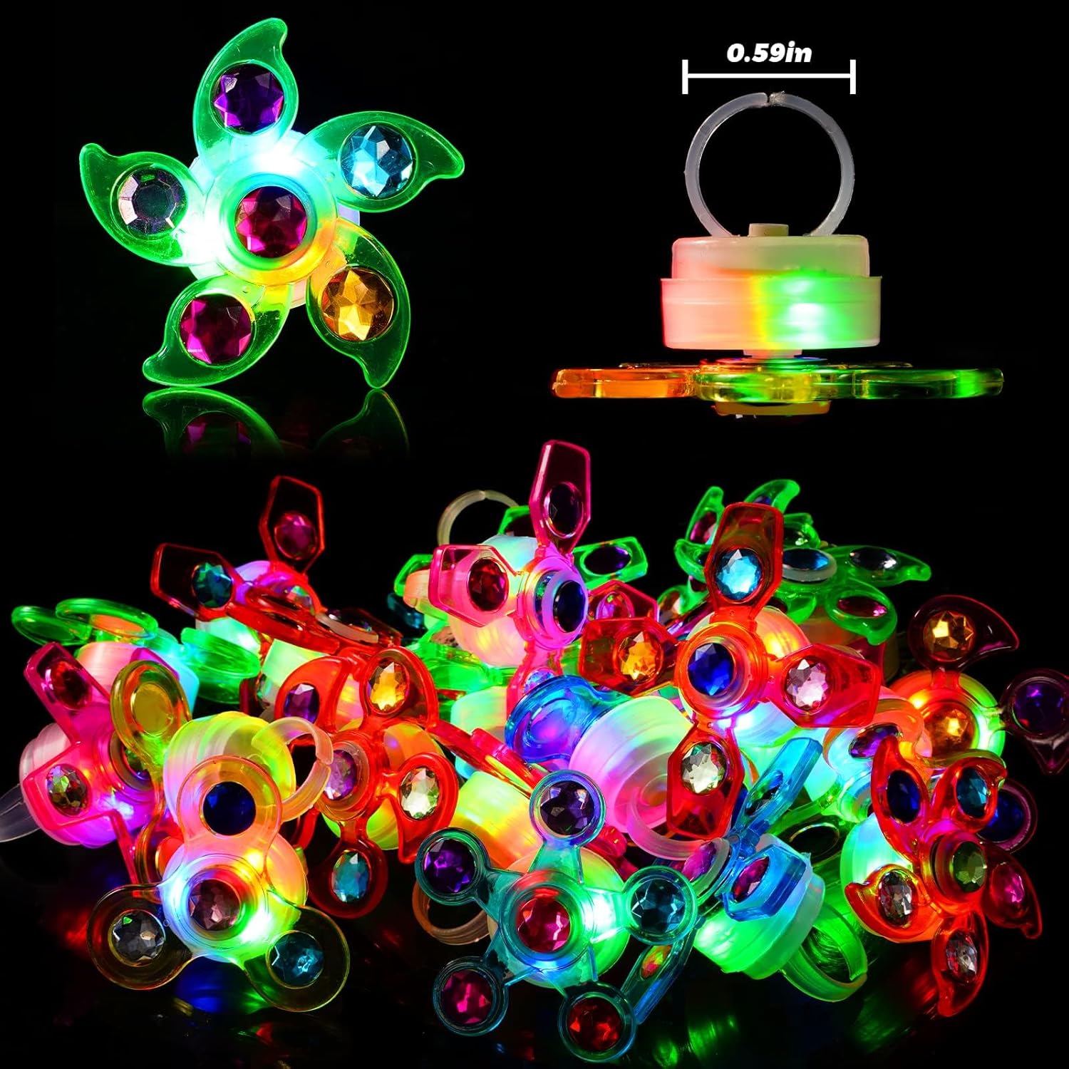 24 Pack Light Up Fidget Rings for Kids Halloween Party Favors