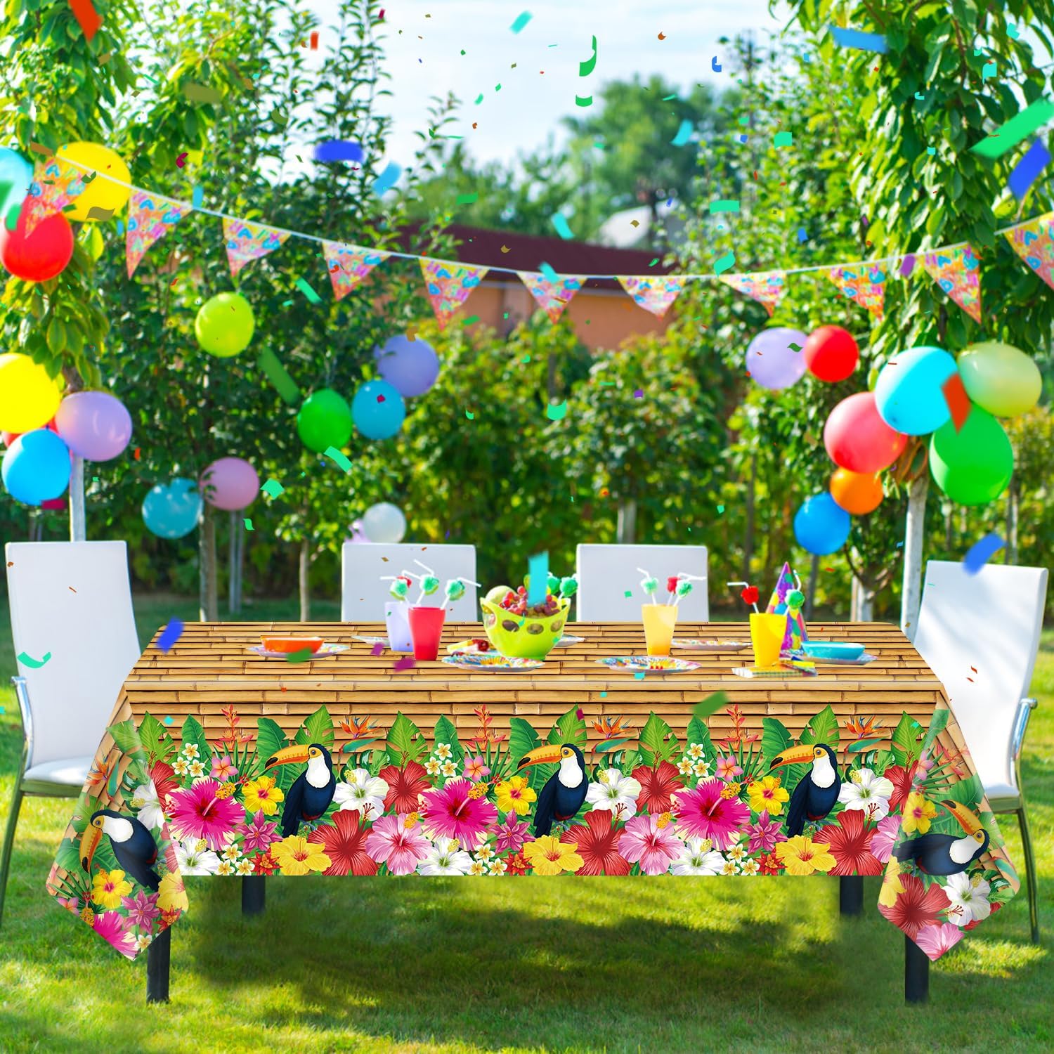 Dvaorc 4 Pack Tropical Luau Tablecloths