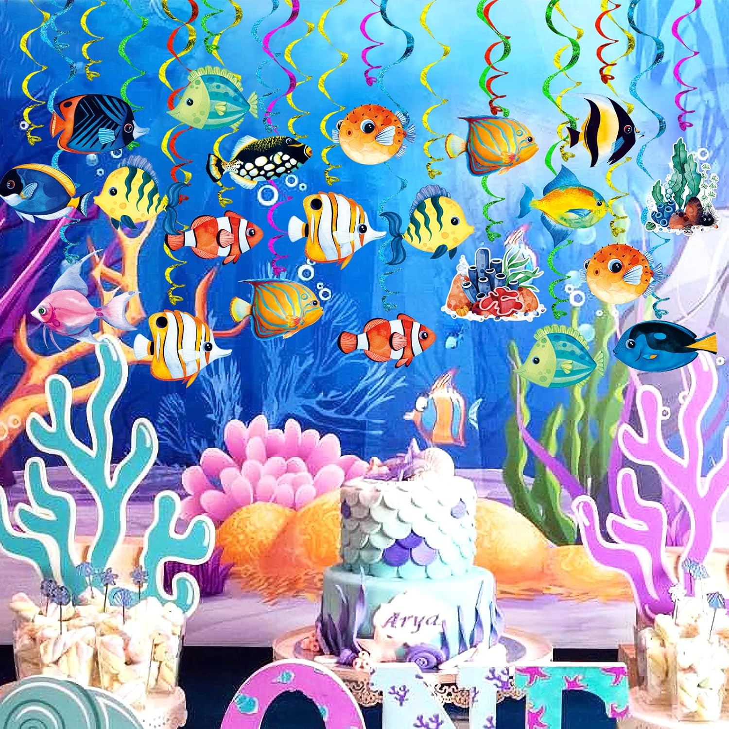 Tropical Fish Foil Streamer Banner Decor 30 Pack
