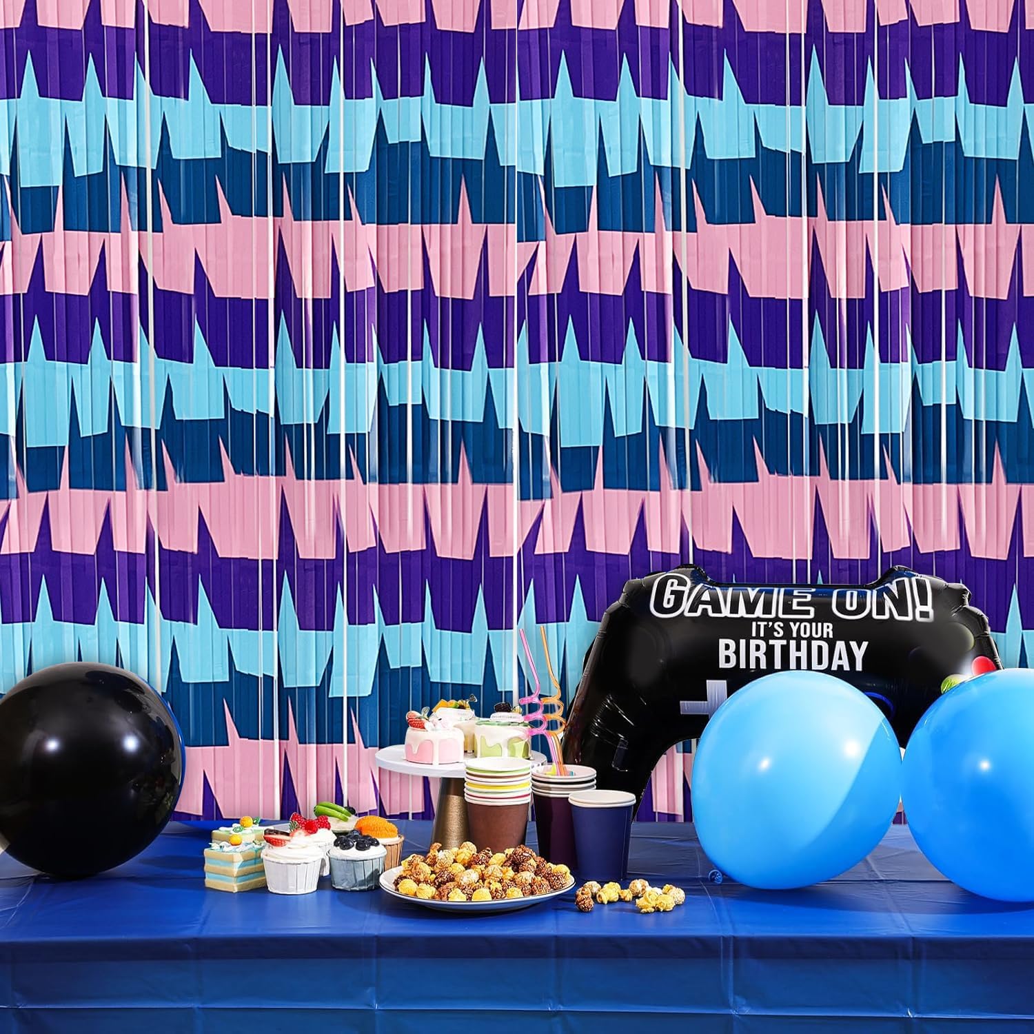 Gaming Party Backdrops 2 Pack Llama Tinsel Foil Curtains