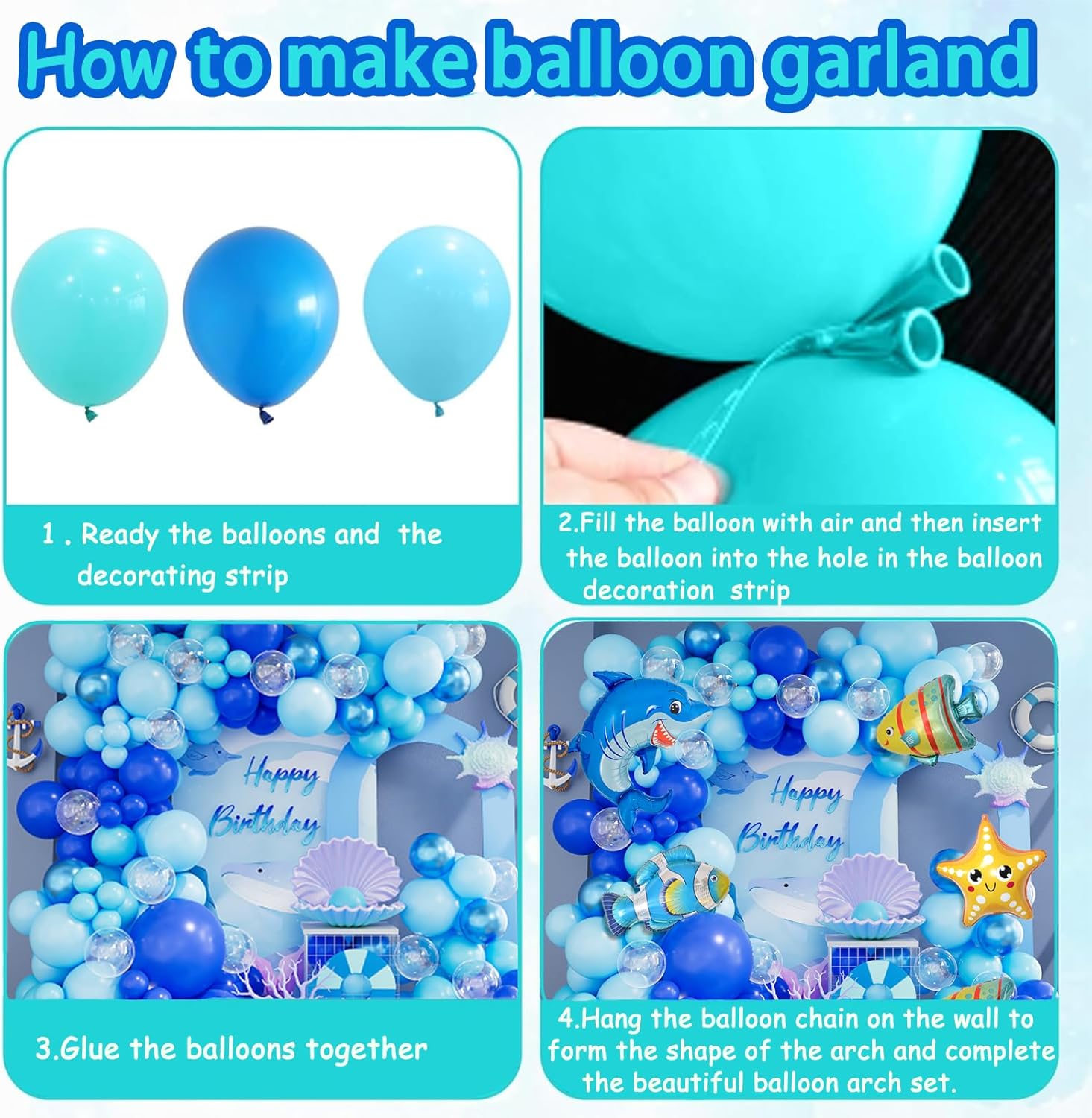 Under the Sea Balloon Arch Garland Kit 147pcs
