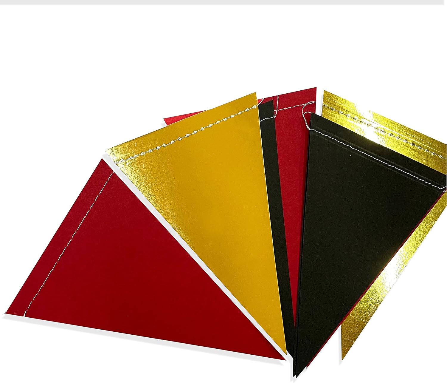30 Ft Red Black Gold Party Banner Garland Decor