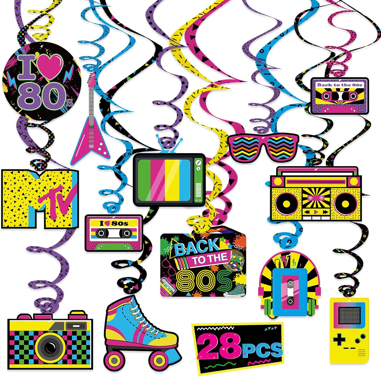 Bessmoso 28PCS 80s Party Decorations