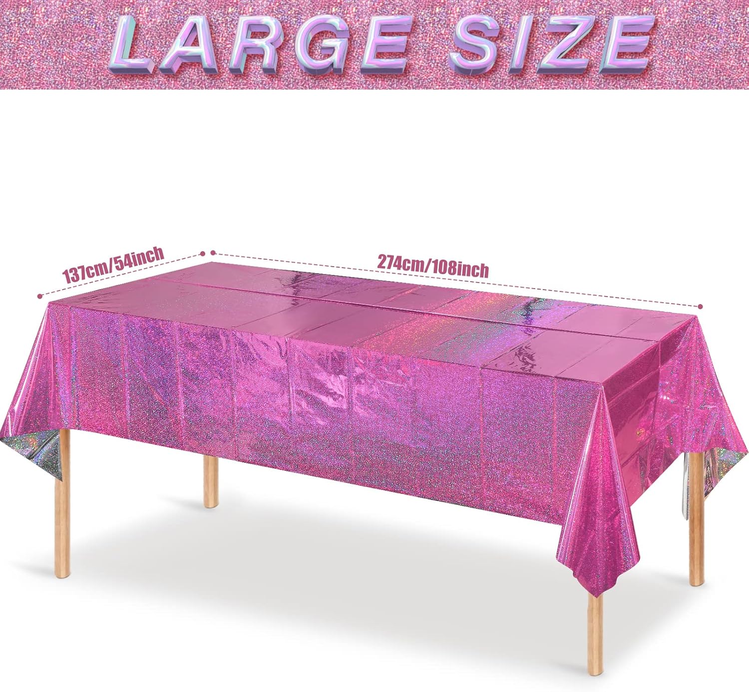 4 Pack Iridescent Pink Plastic Tablecloths for Parties