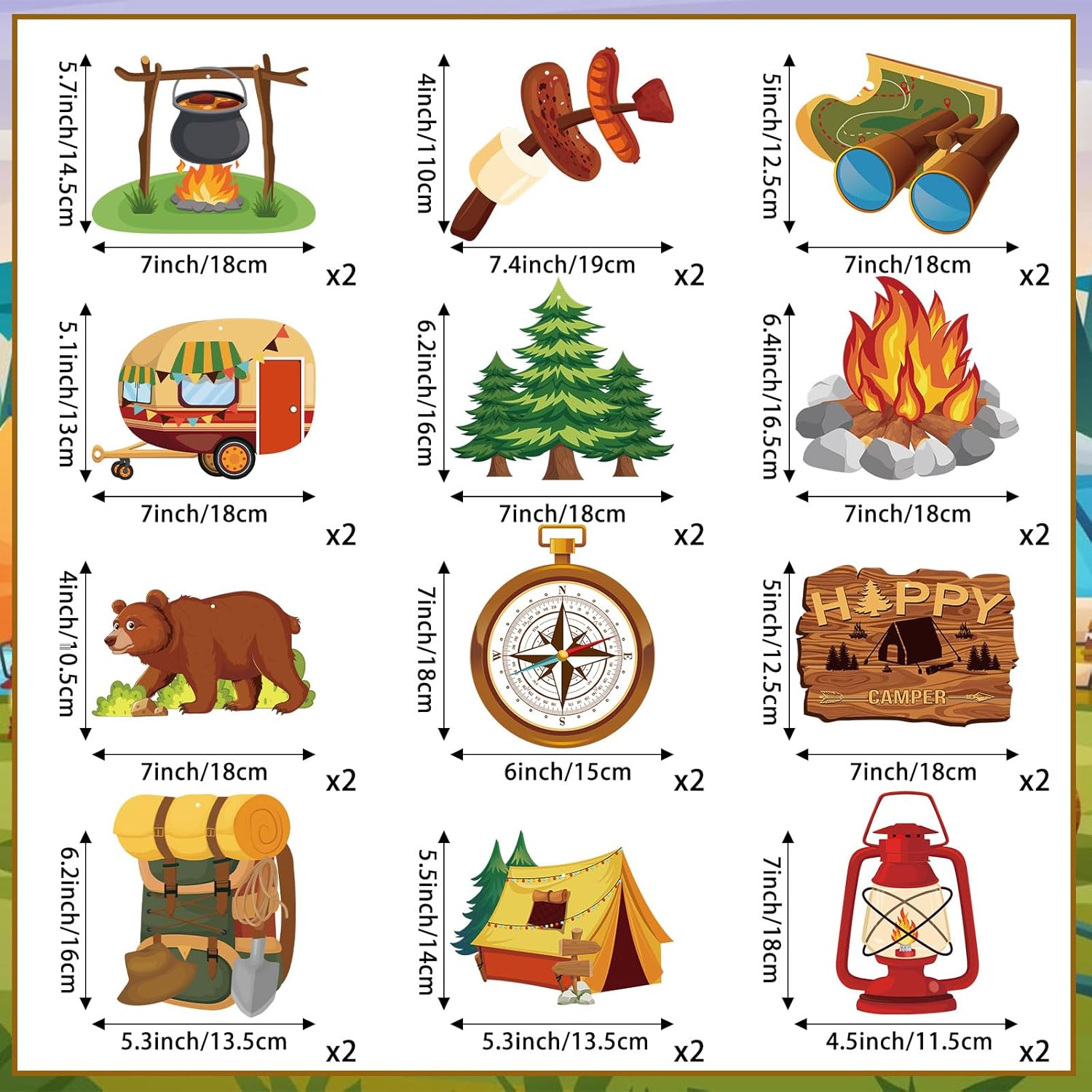 Camping Hanging Swirls 58 Pieces Party Decor