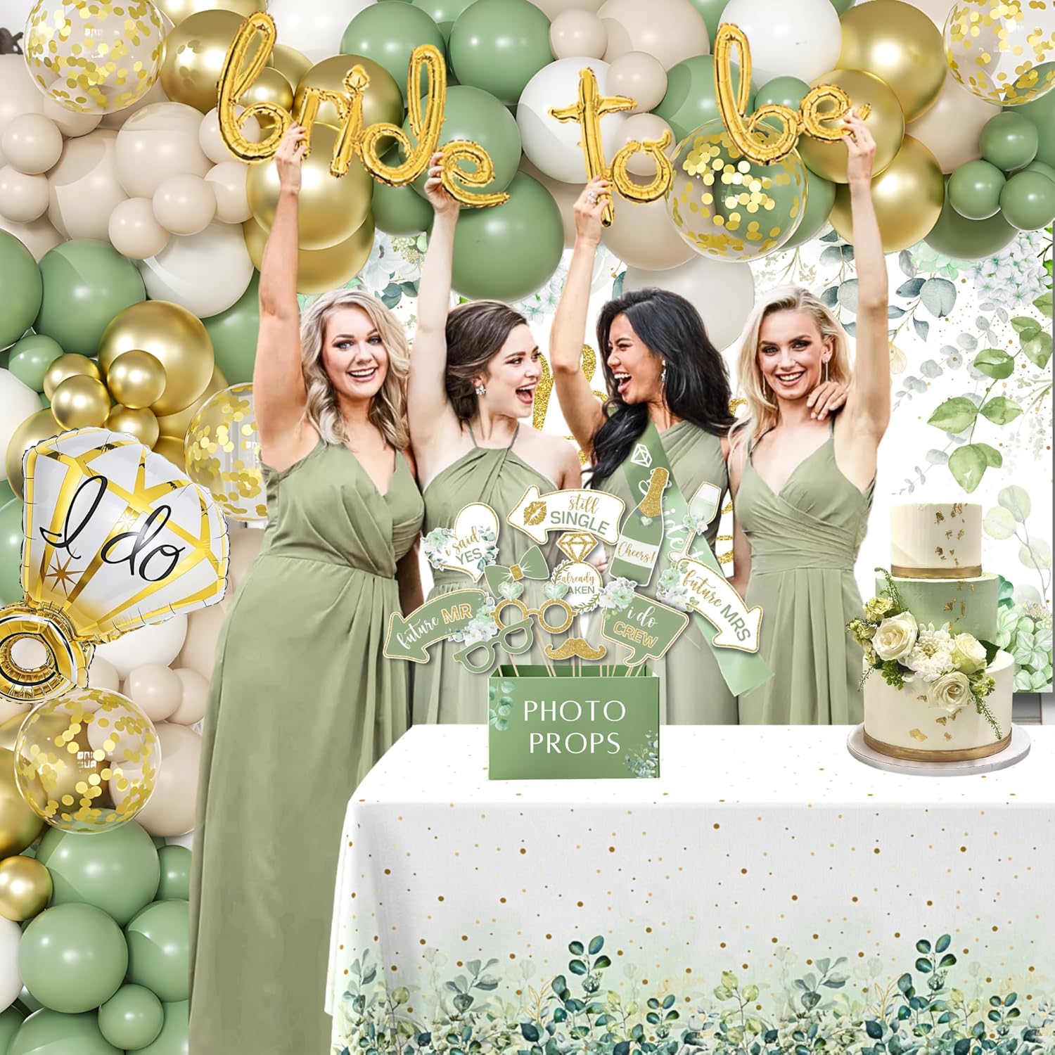 RainMeadow 215 PC Bridal Shower Decorations Olive Sage Green