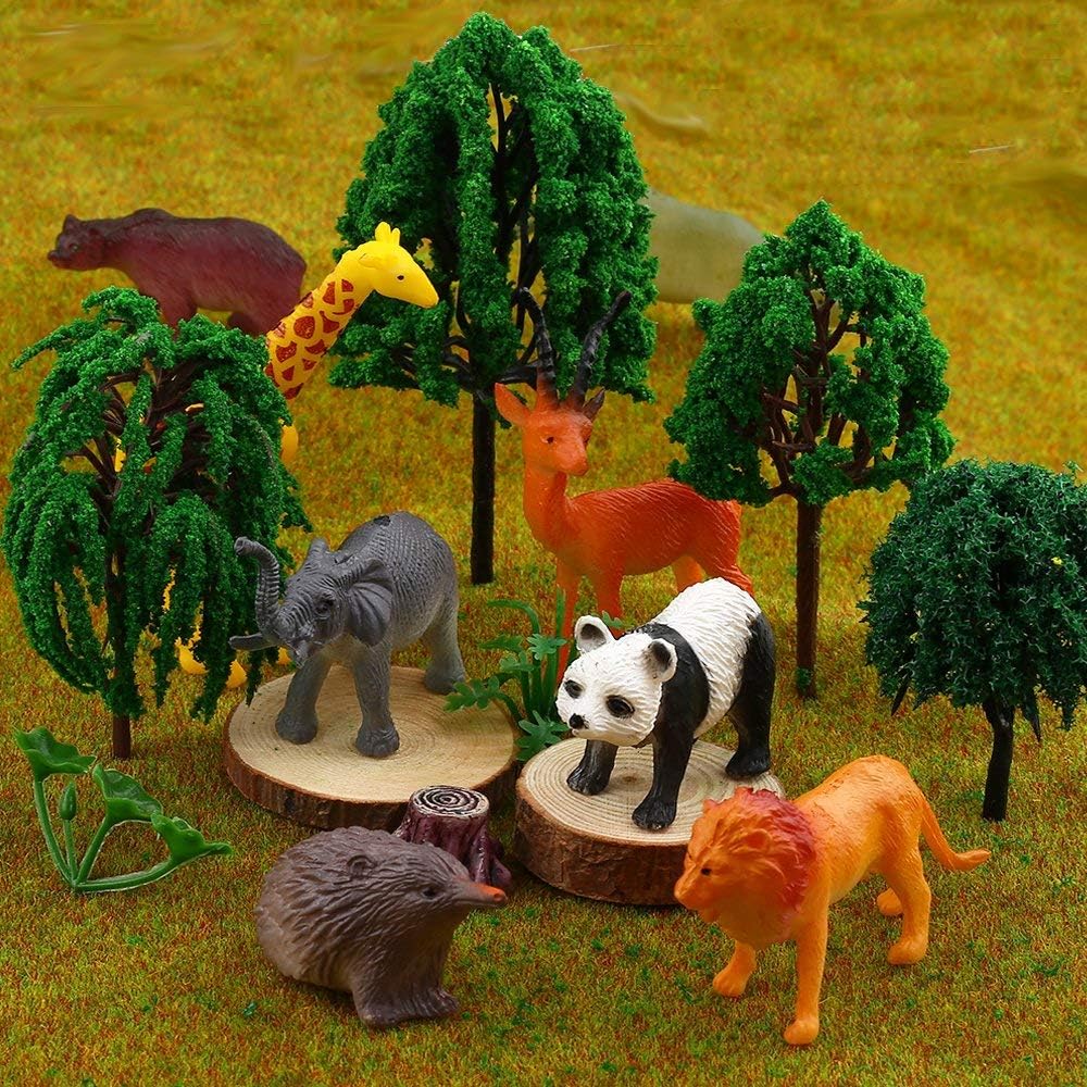 64 Pack Mini Wild Jungle Animal Figures Set for Kids