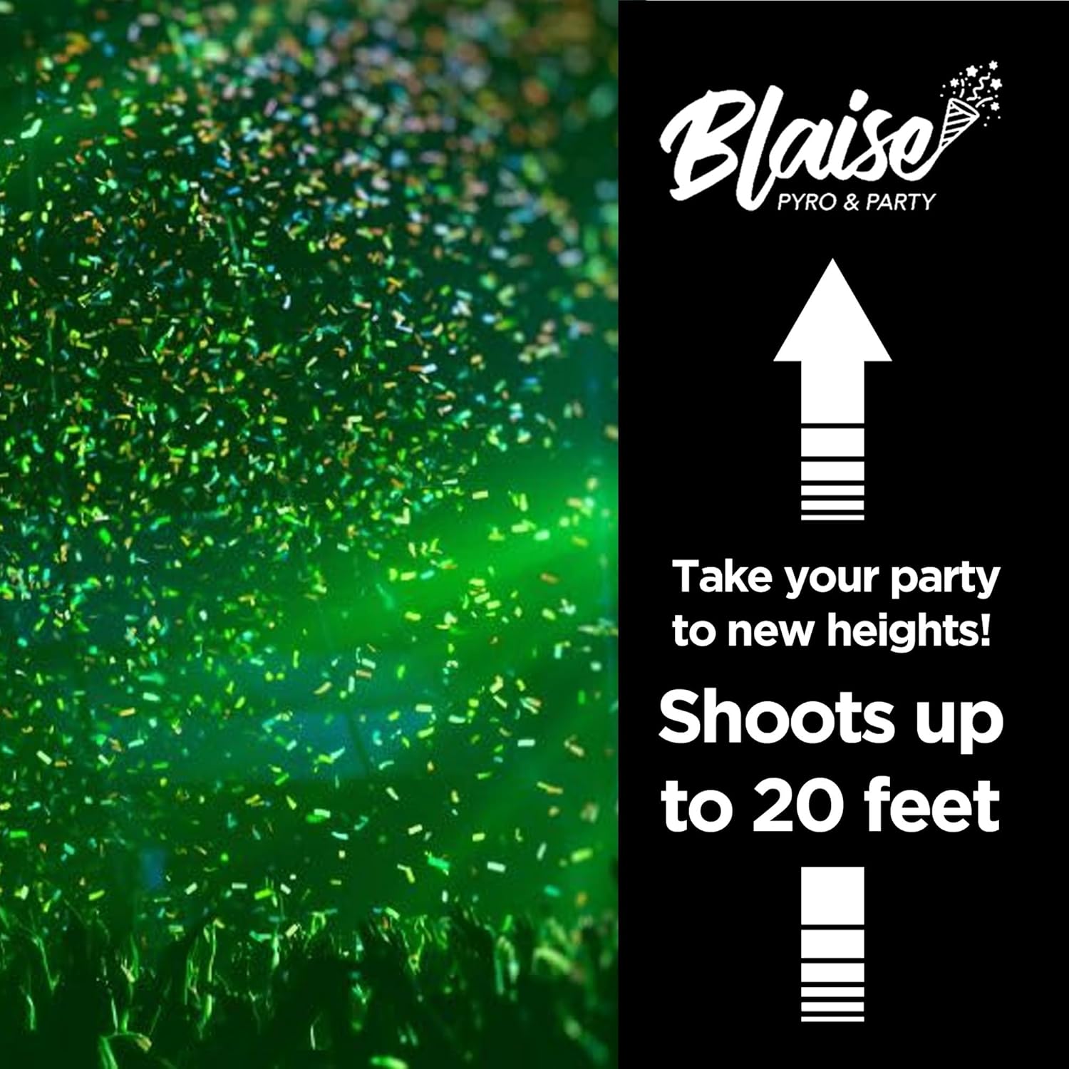 Blaise Pyro Party Green Confetti Poppers - 6 Pack 12 Inch