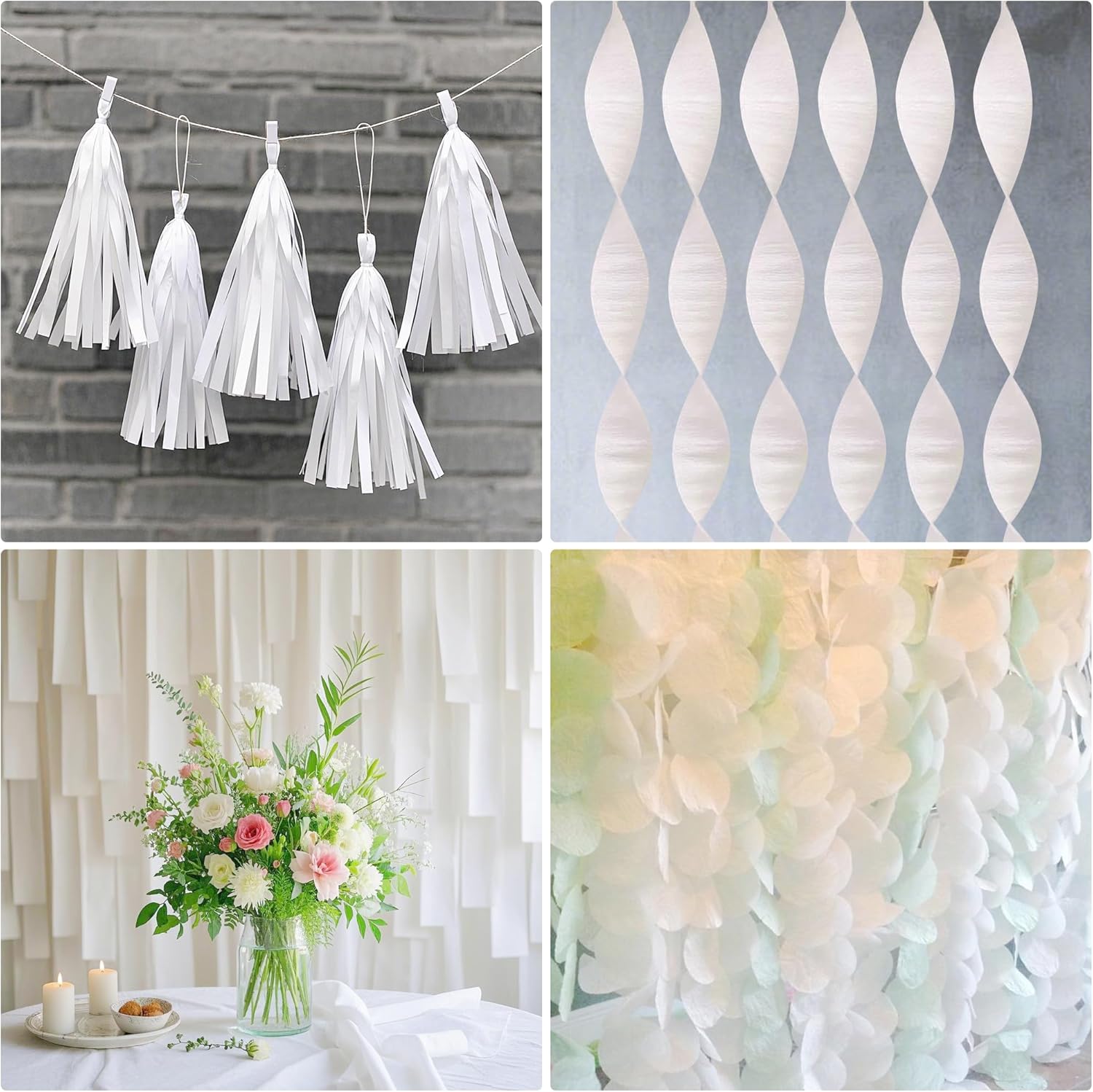 Oun Nana 6 Rolls White Streamers for Parties