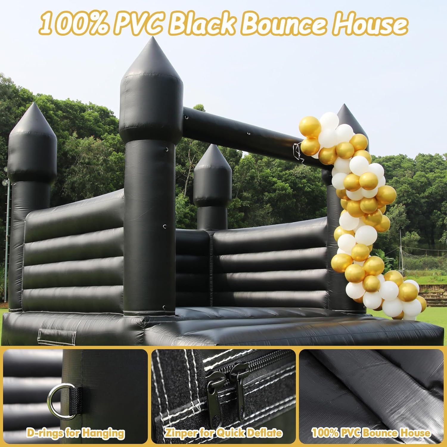 13FT Commercial Inflatable Black Bounce House for Halloween and Birthday Parties