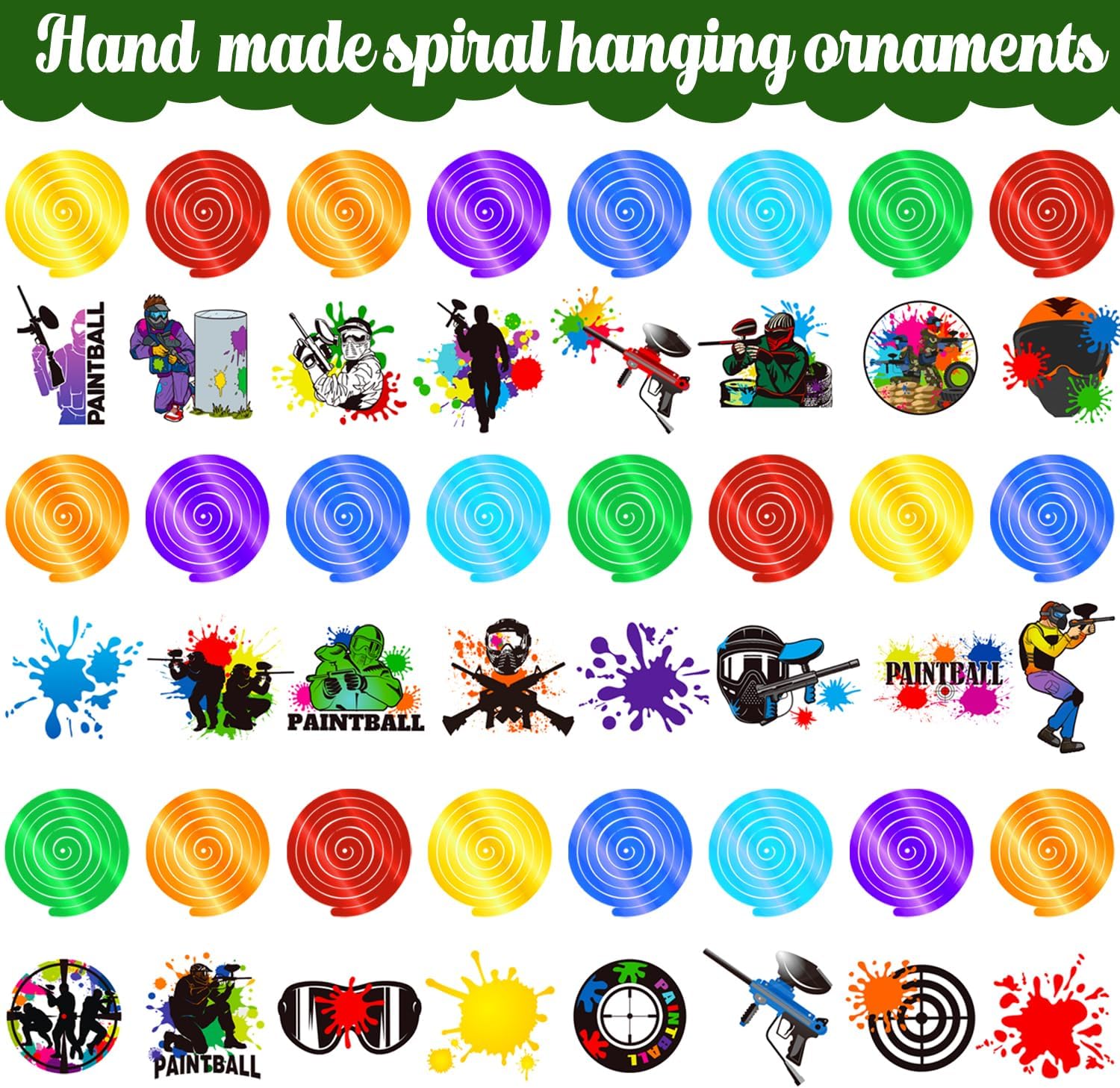 Paintball Party Hanging Swirls 24PCS Decorations