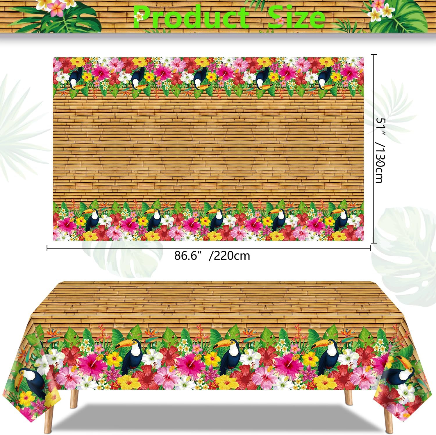 Dvaorc 4 Pack Tropical Luau Tablecloths