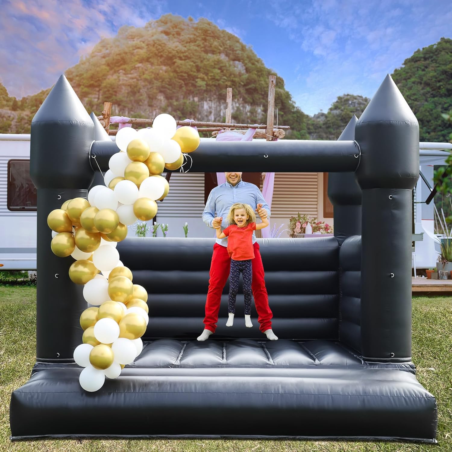 13FT Commercial Inflatable Black Bounce House for Halloween and Birthday Parties