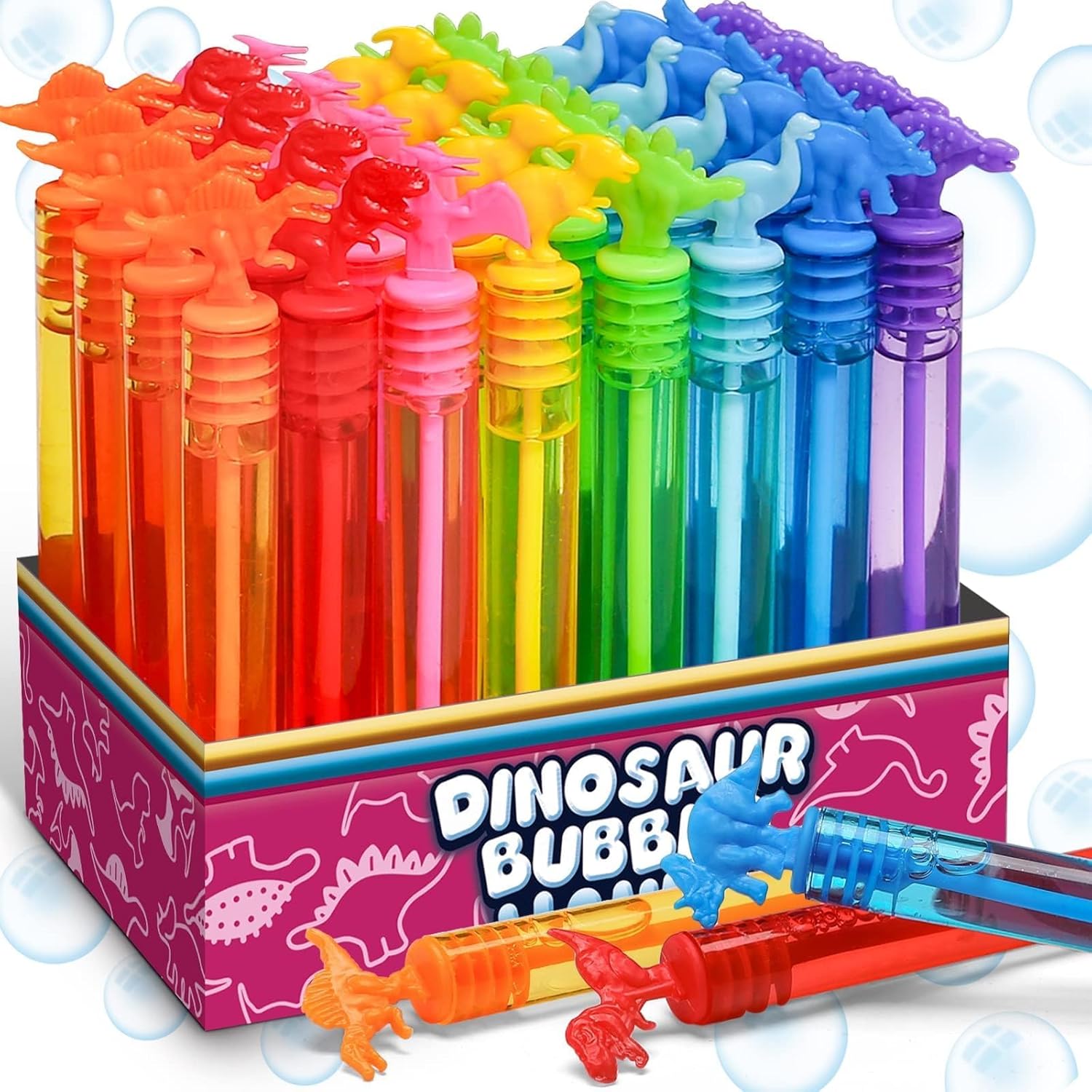 32 Pack Bubbles with Dinosaur Wands and Gift Box