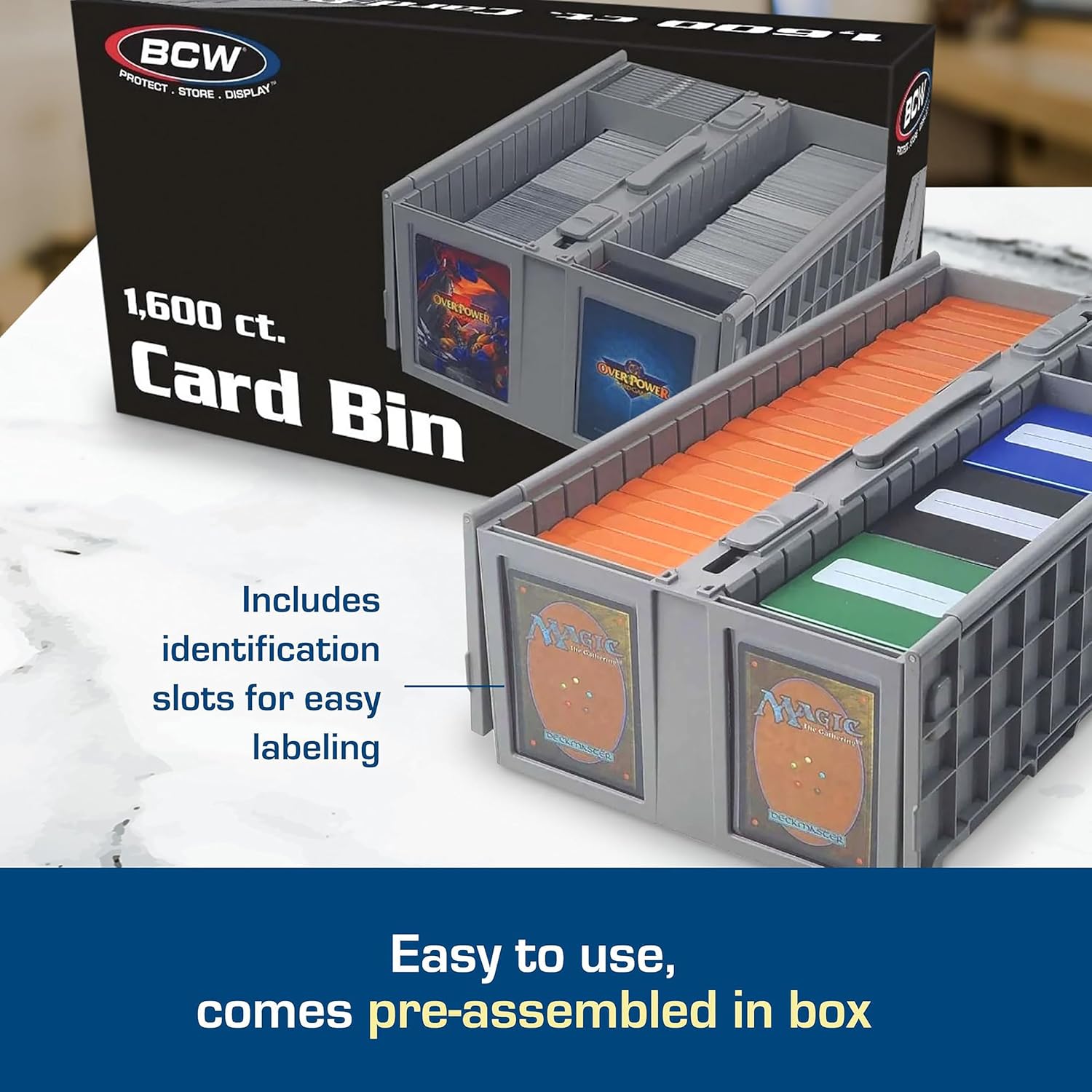 BCW Collectible Card Bin - Single Gray Holds 1600 Cards