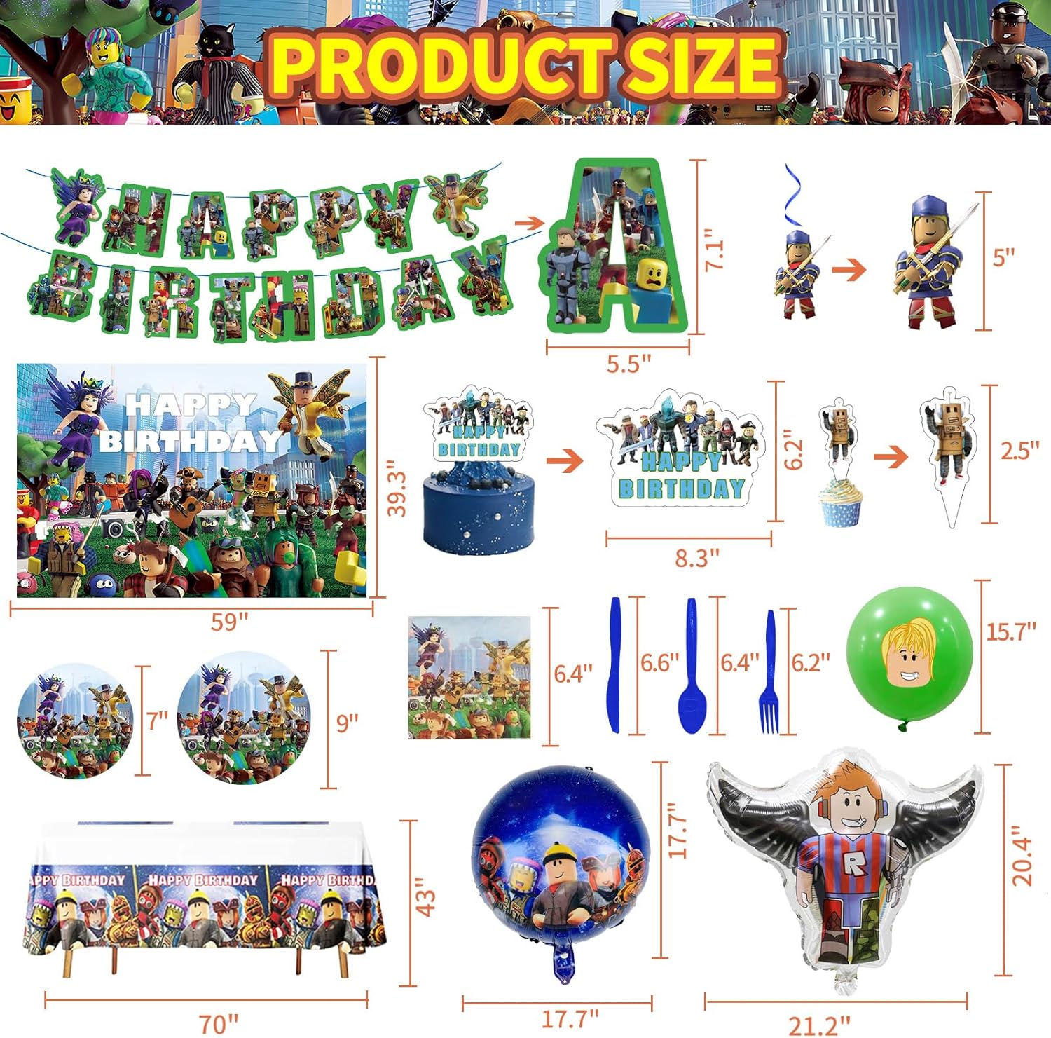 Birthday Party Decorations Set with Banner Backdrop Balloons Tableware