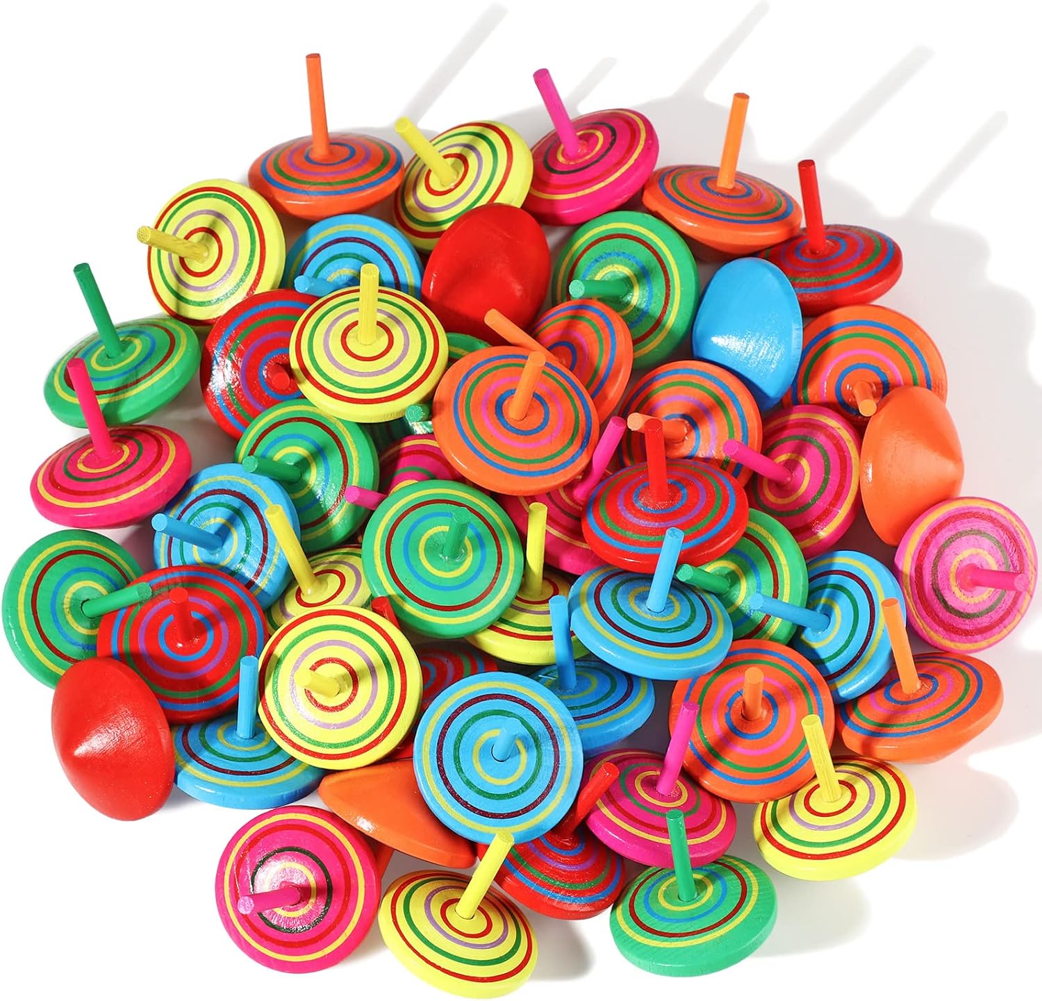 Aoriher Colorful Wooden Spinning Tops 24 Pieces