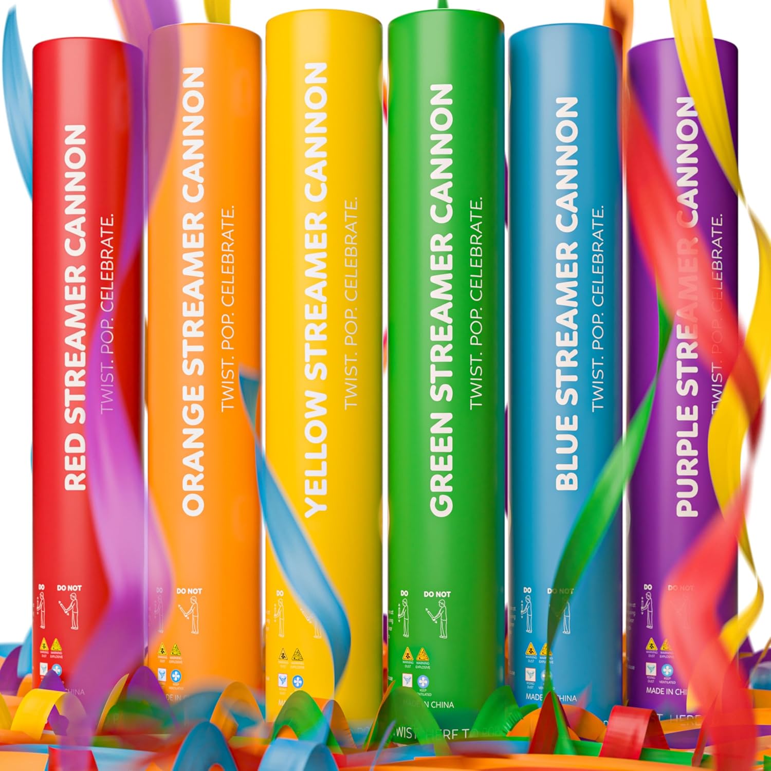 6 Pack Rainbow Confetti Poppers Biodegradable 12 Inch Party Cannon Tur Party Supplies