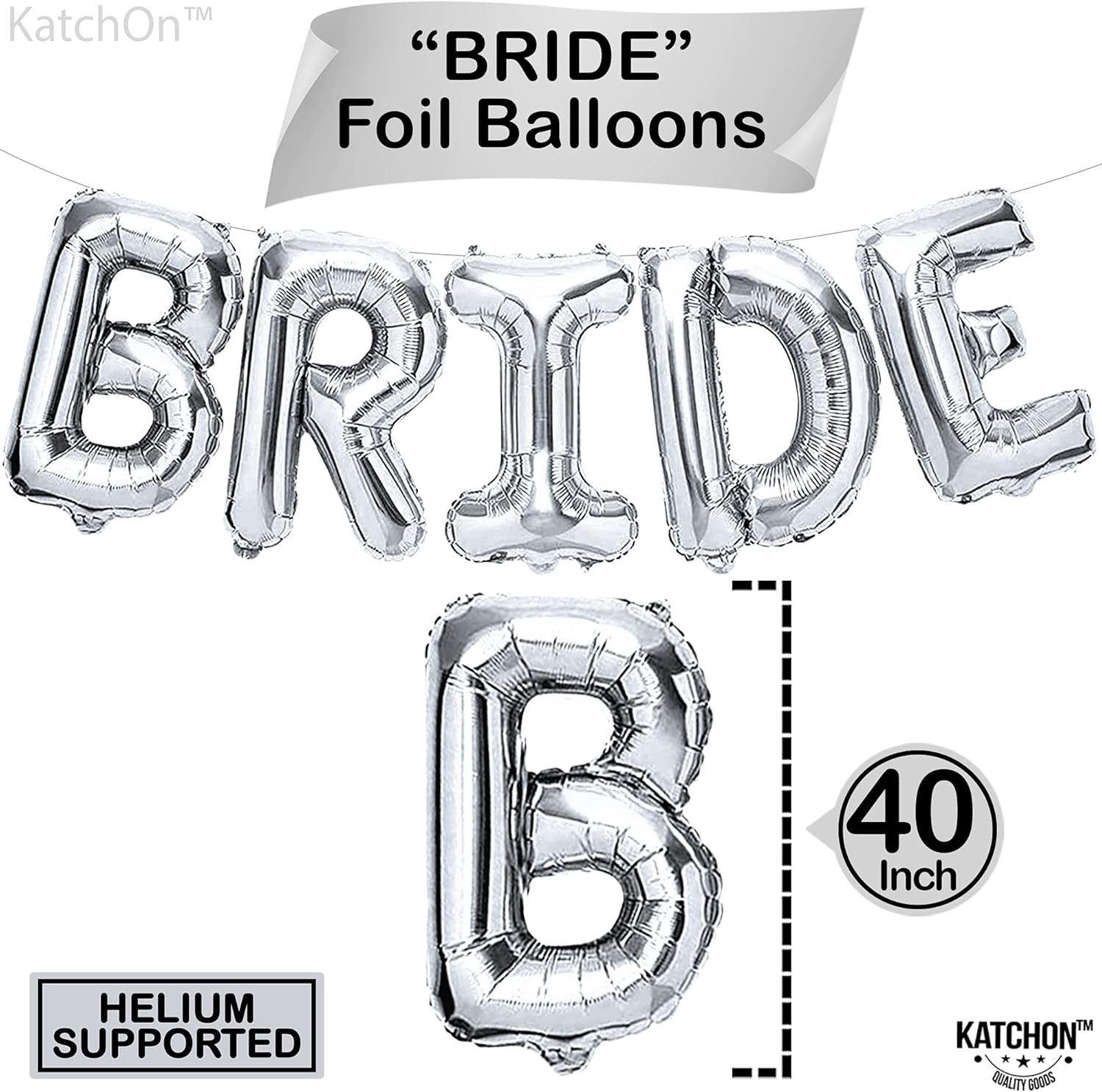 KatchOn Giant Bride Balloons Silver 40 Inch