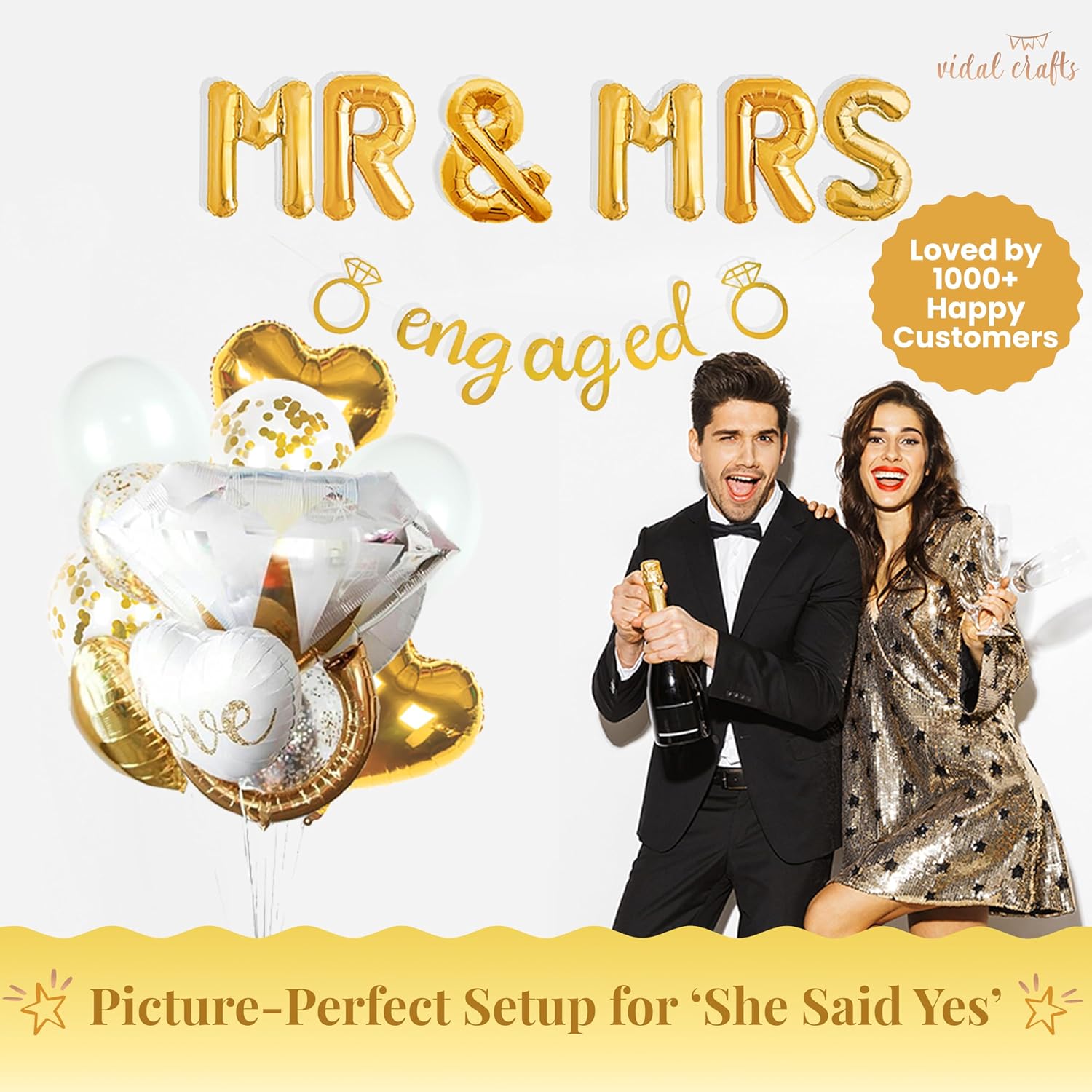 Vidal Crafts Gold Engagement Party Decorations