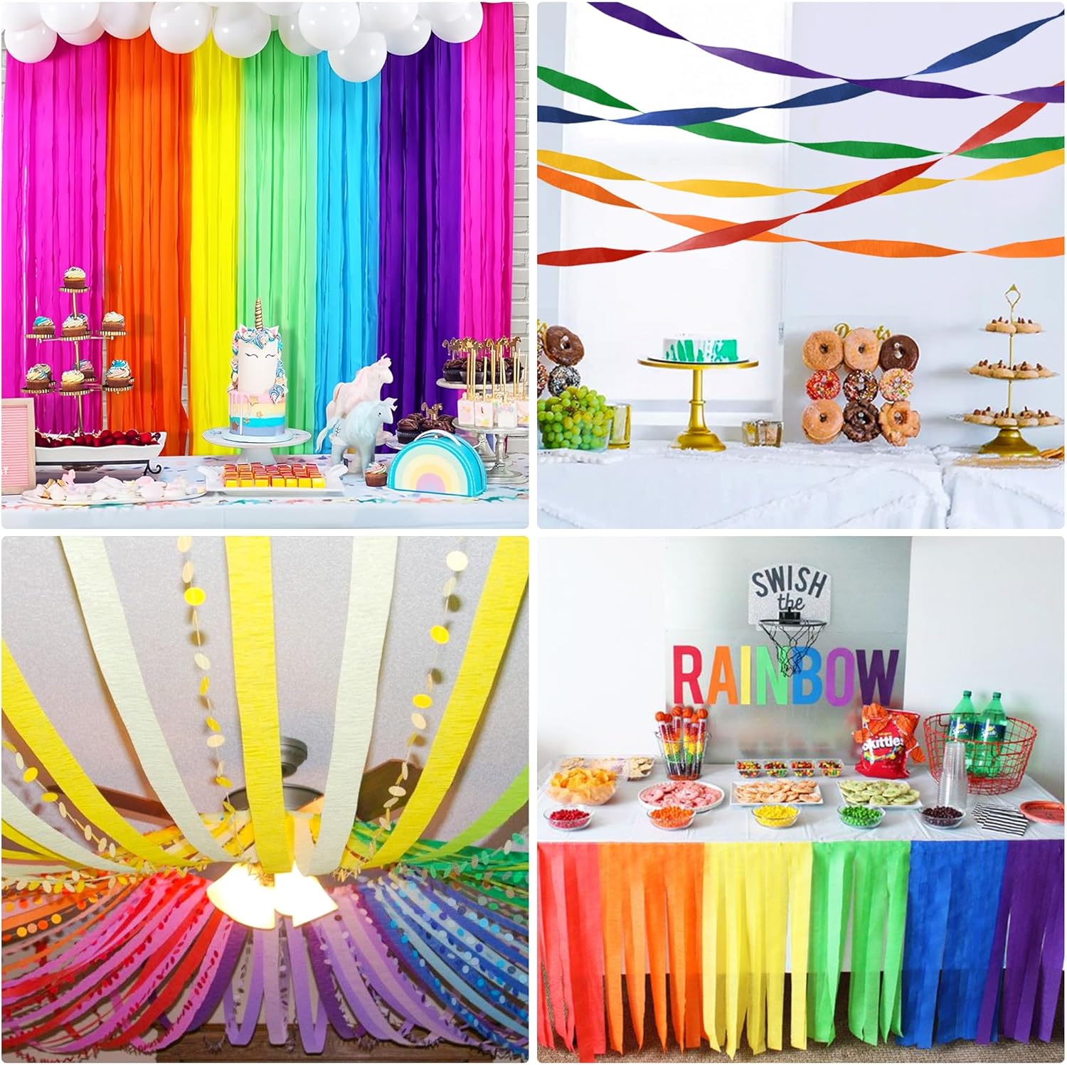 Oun Nana Crepe Paper Streamers 6 Rolls Rainbow