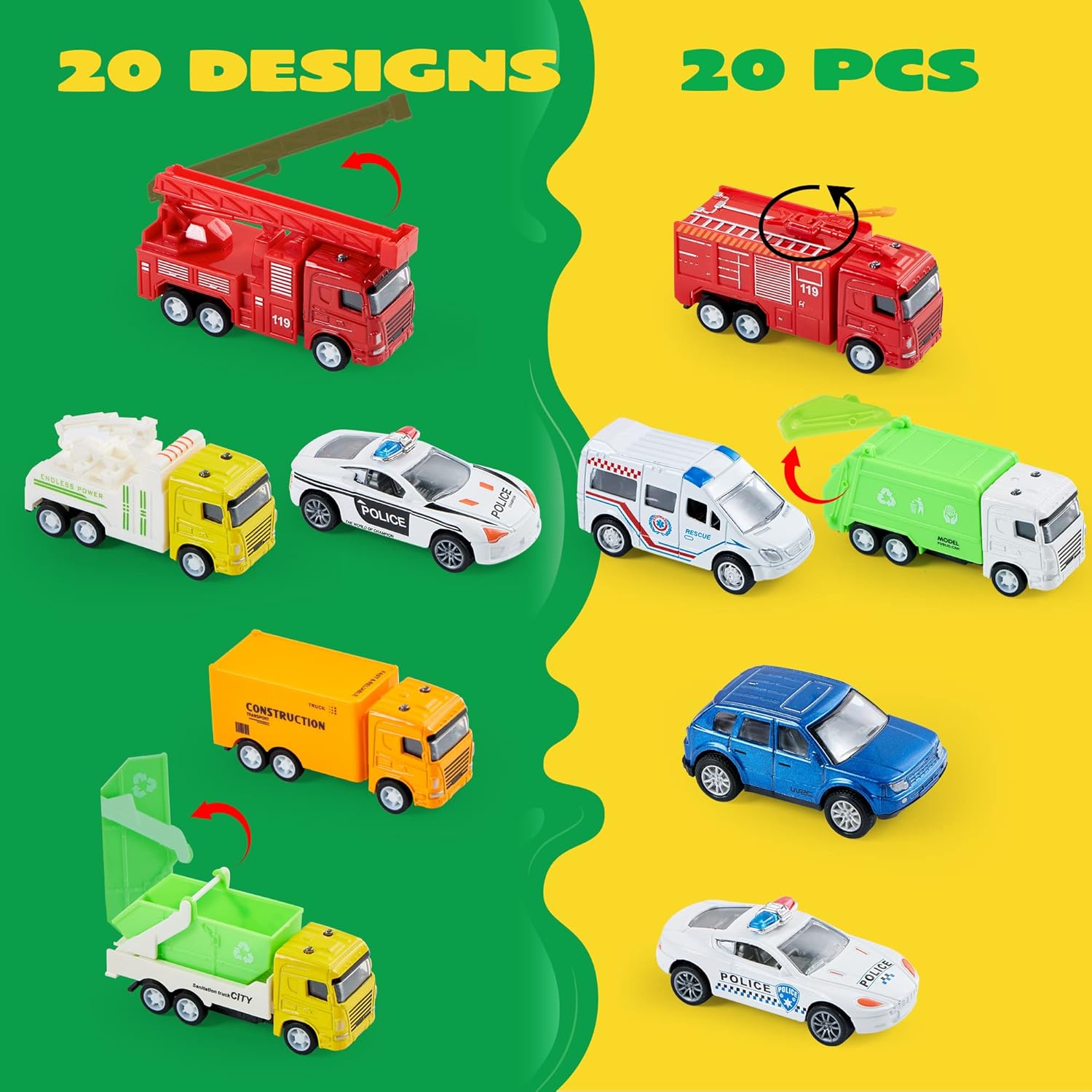 JOYIN 20PCS Die Cast Pull Back Cars Toy Set